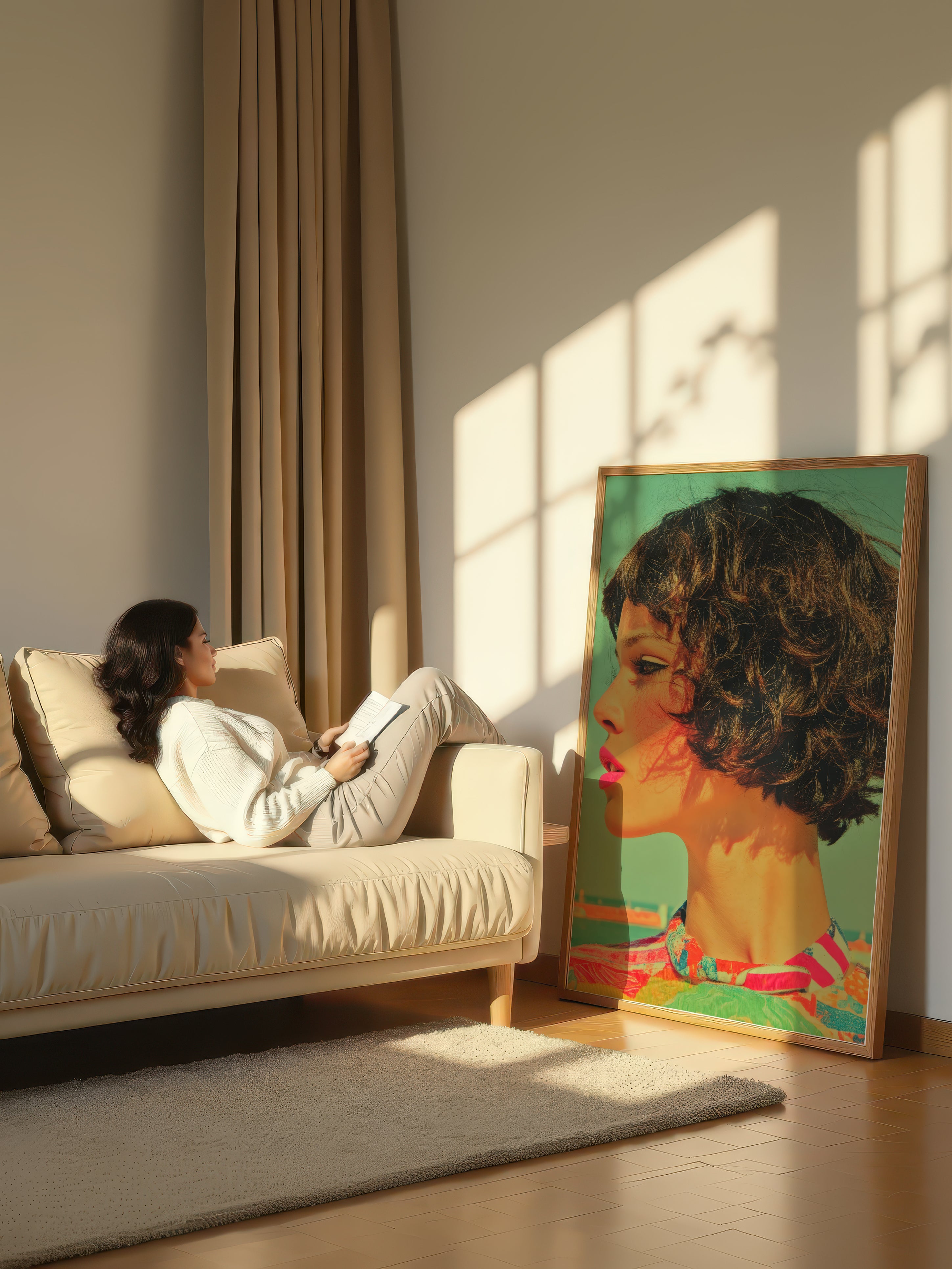 Modern Summer Portrait – Surreal Warm Contemporary Figure Wall Art 358