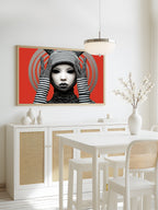 Striped Noir Persona – Surreal Graphic Pop Figure Wall Art 137