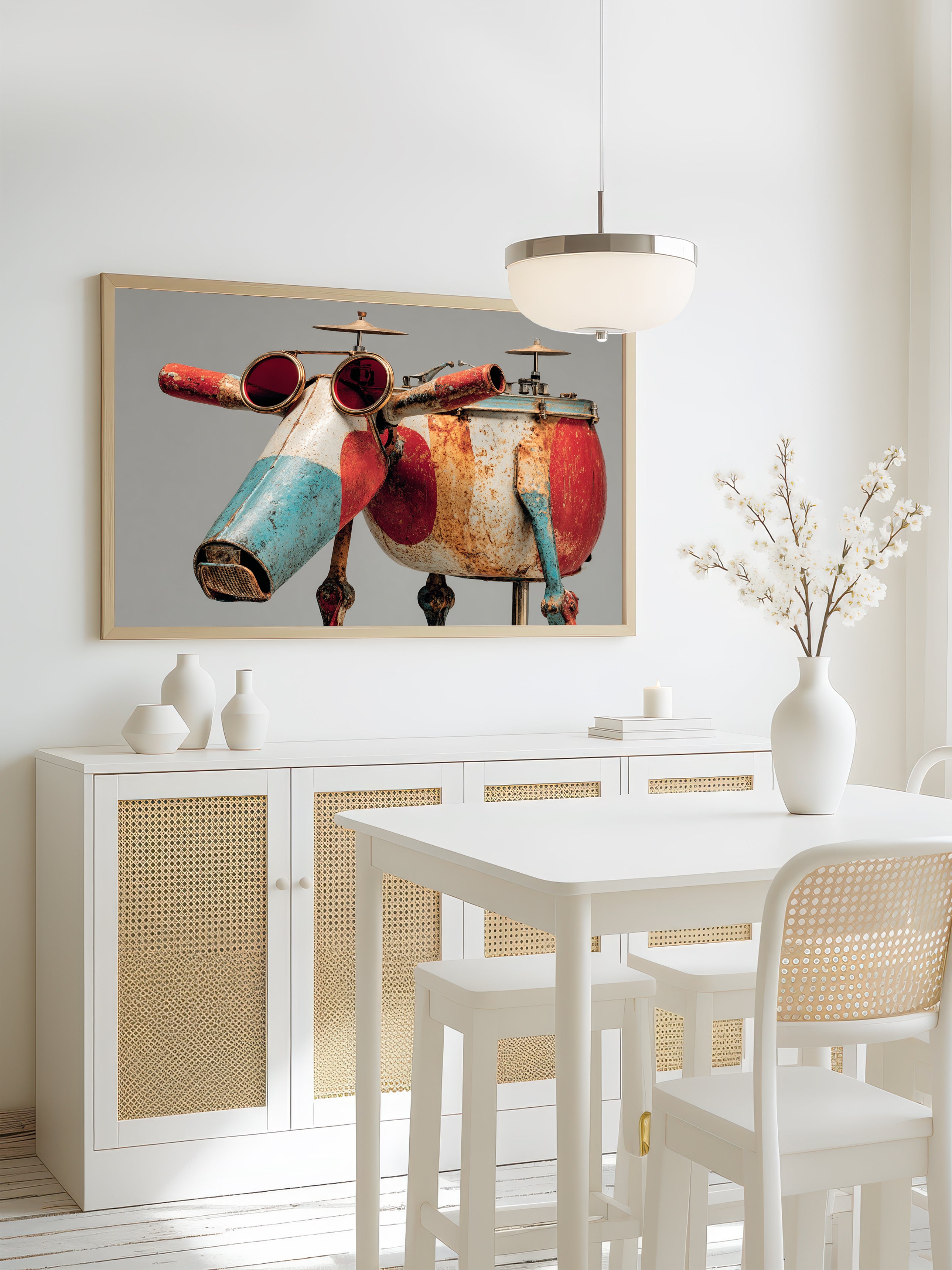 Beatnik Machine Dog – Surreal Steampunk Assemblage Wall Art 219