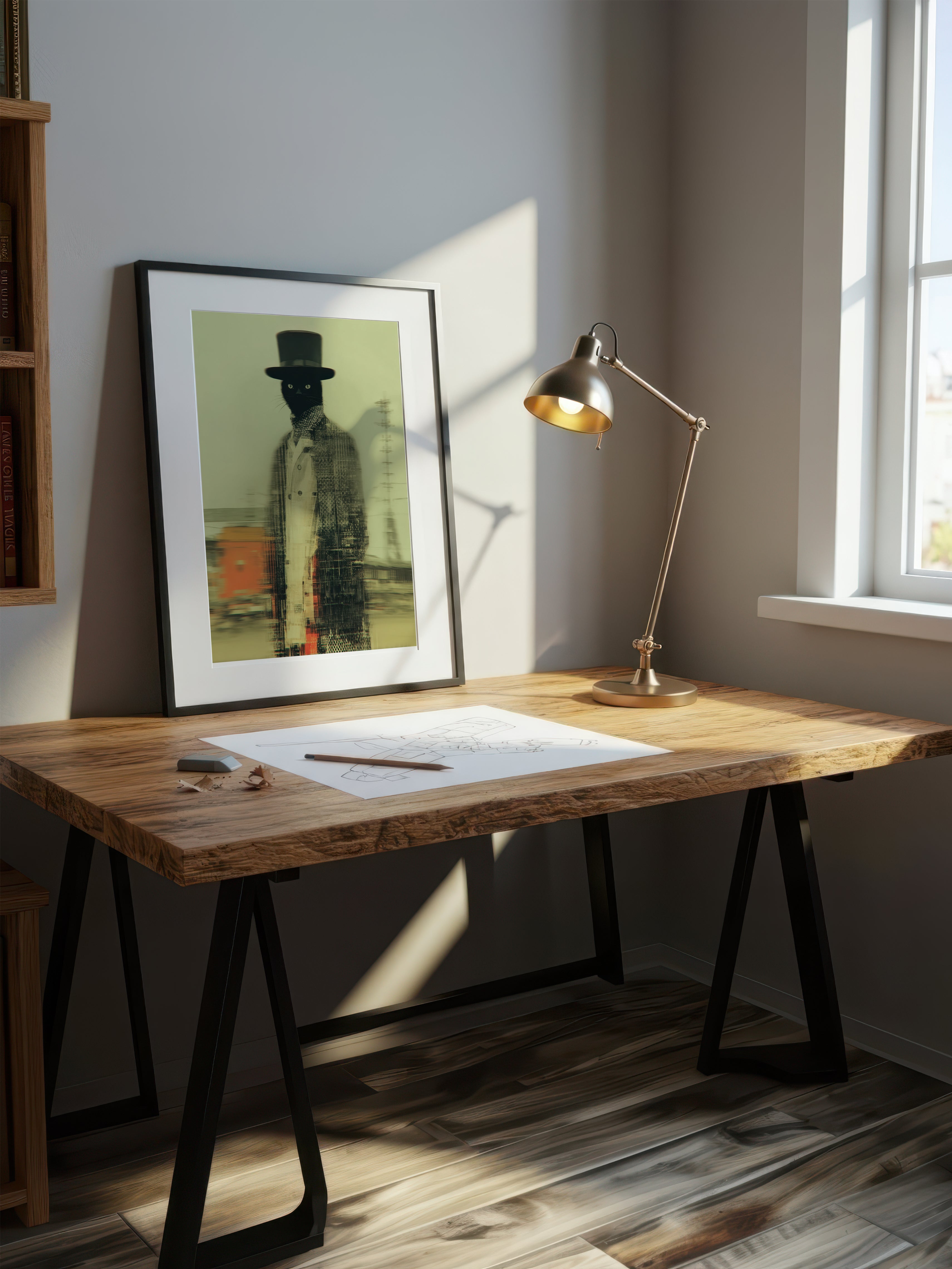 Surreal Feline Portrait – Surreal Animal Wall Art 026