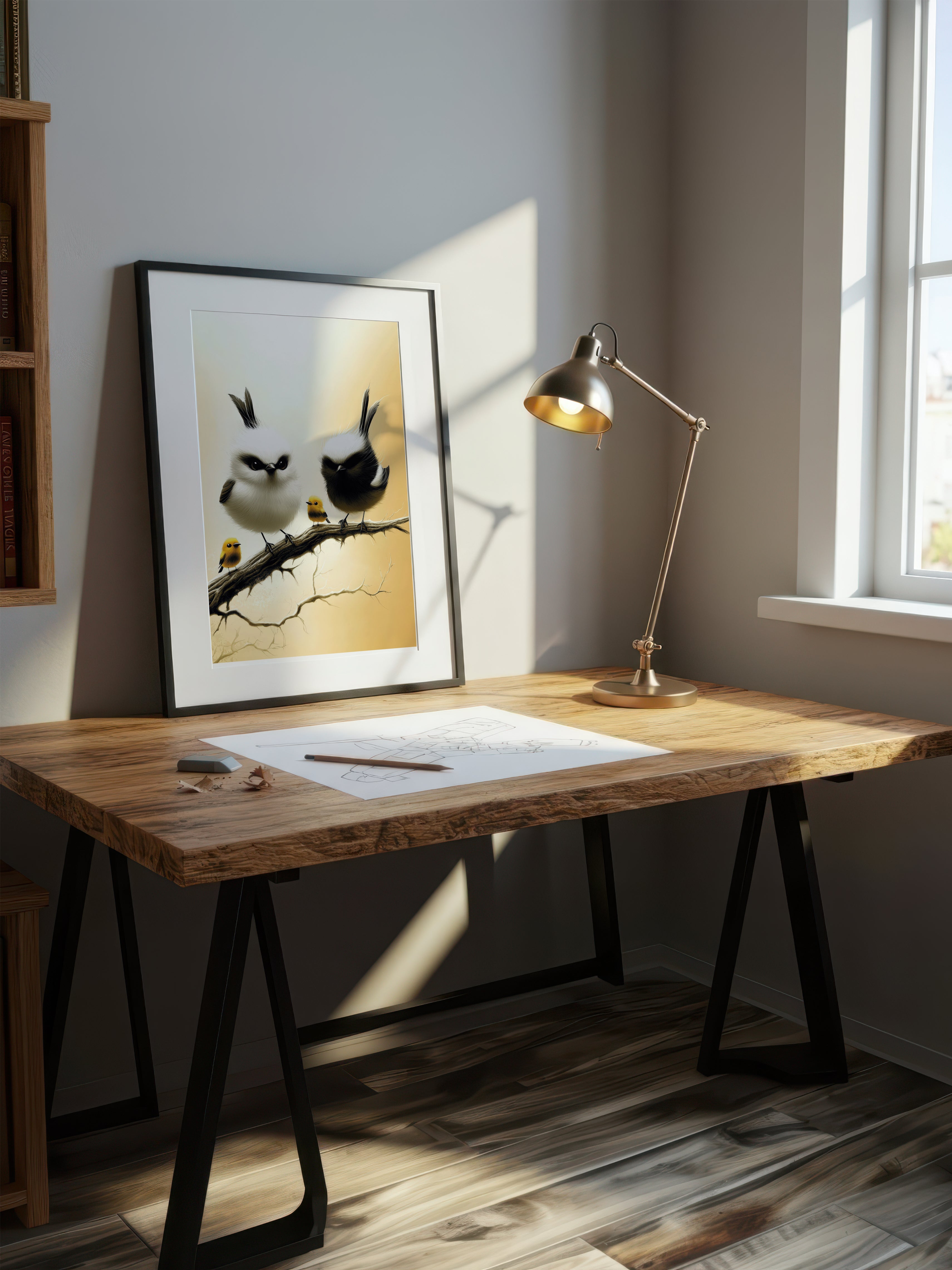 Protective Perch – Surreal Whimsical Bird Family Wall Art 199