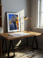 Cobalt Lattice – Surreal Avant-Garde Fashion Portrait Wall Art 331