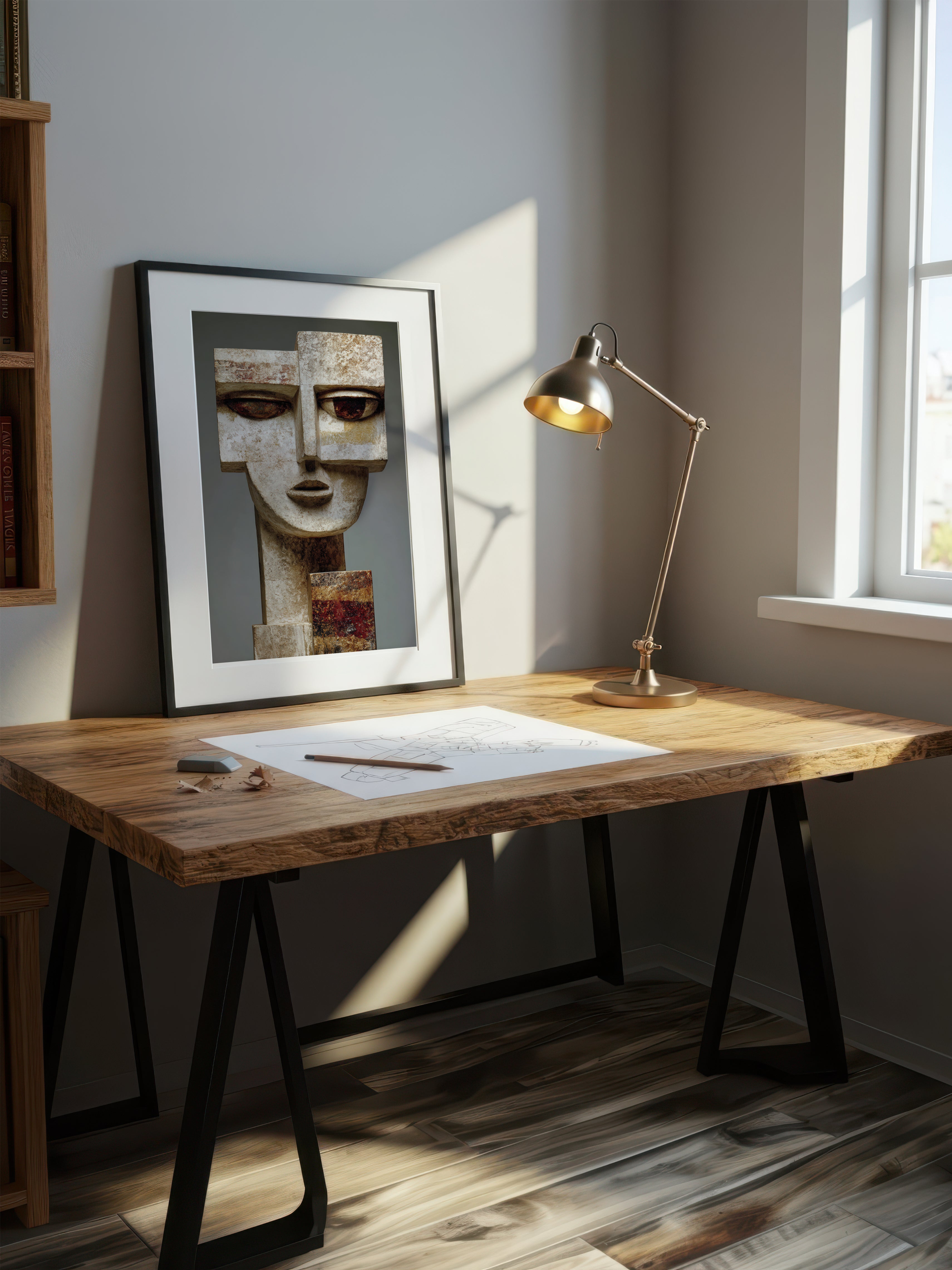 Modern Cubist Bust – Surreal Cubist Wall Art 085