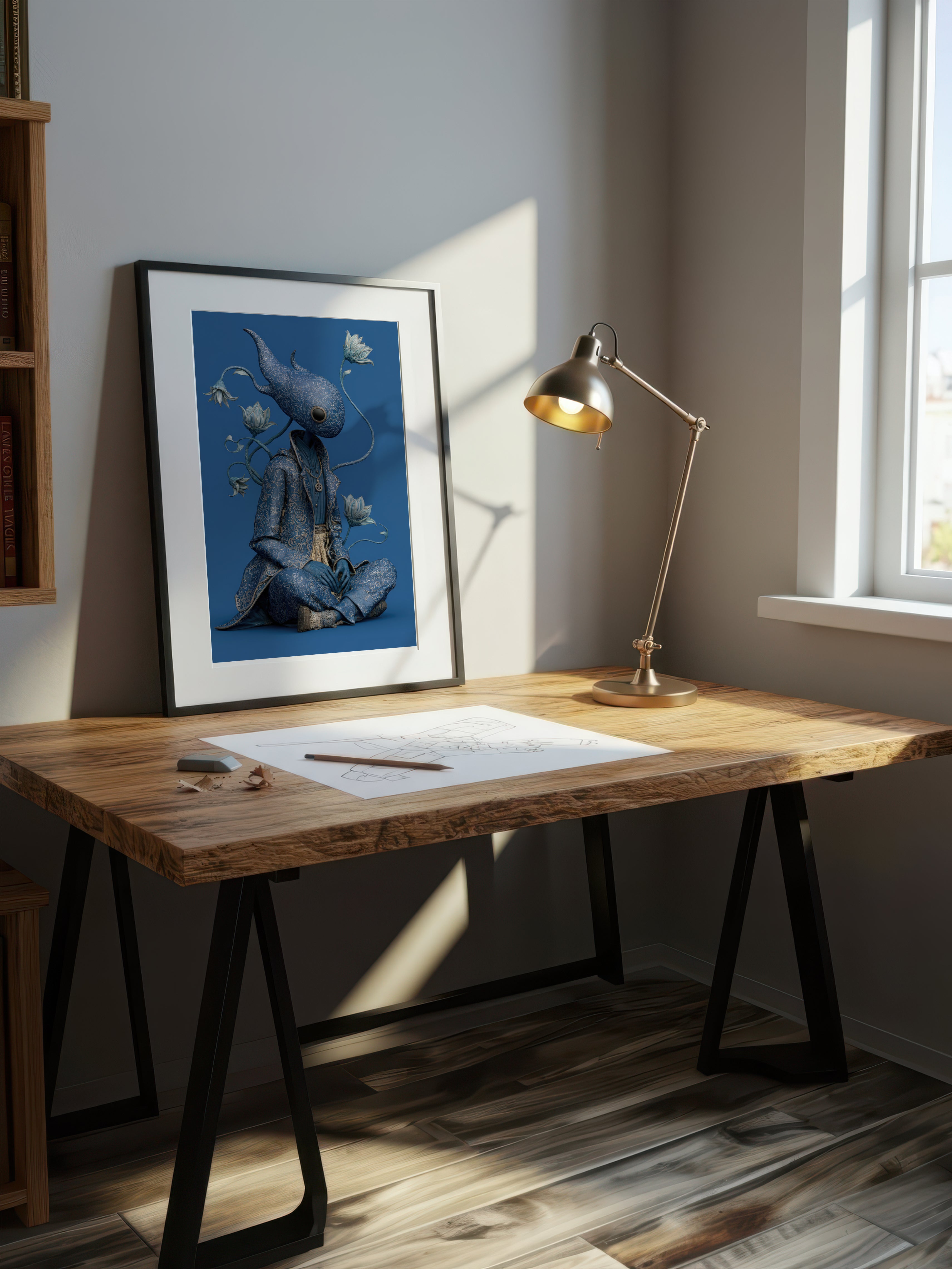 Stylized Mythic Figure – Surreal Ancient Symbol Wall Art 209