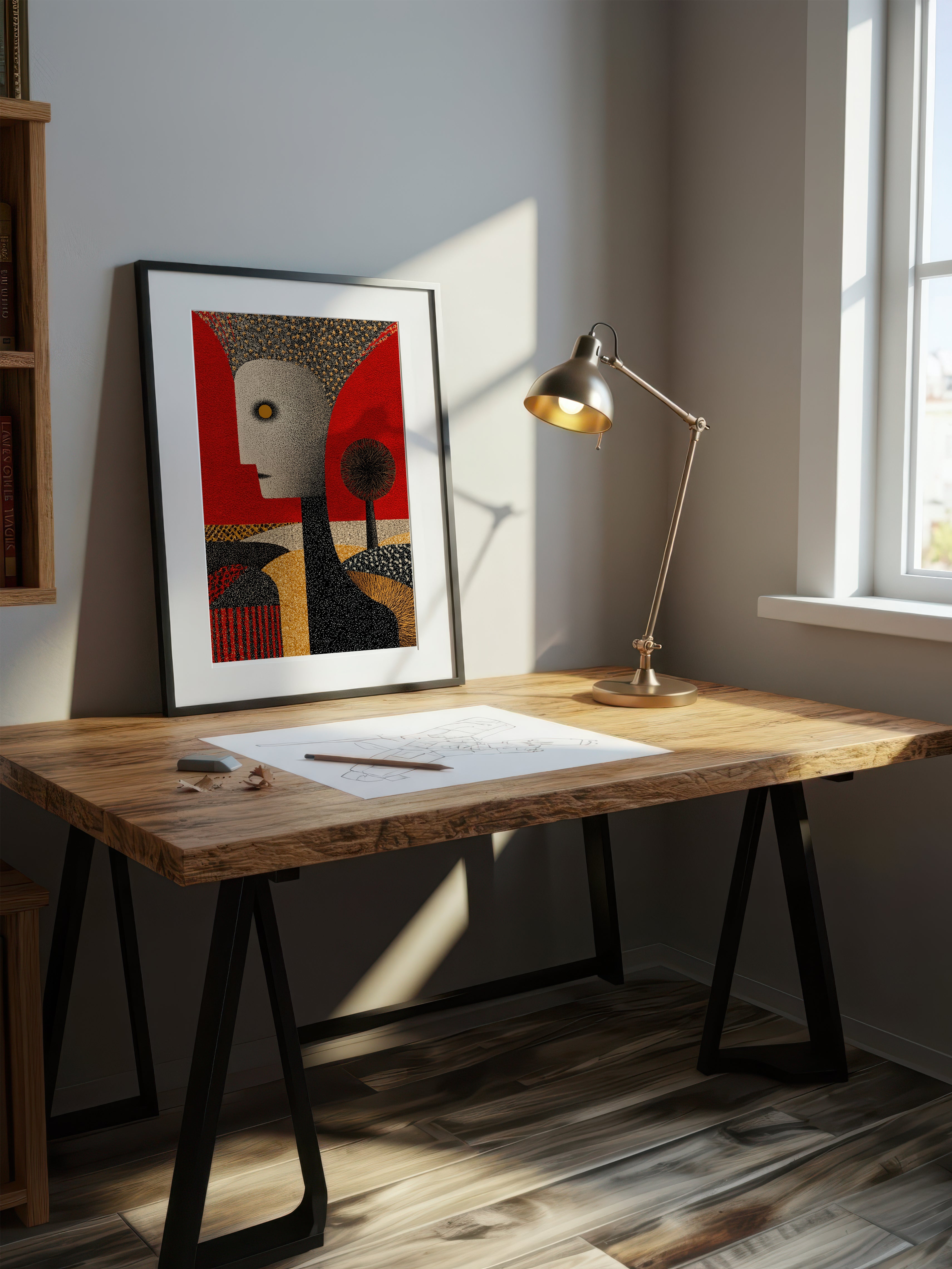 Folk Surreal Figure – Surreal Folk Art Wall Art 098