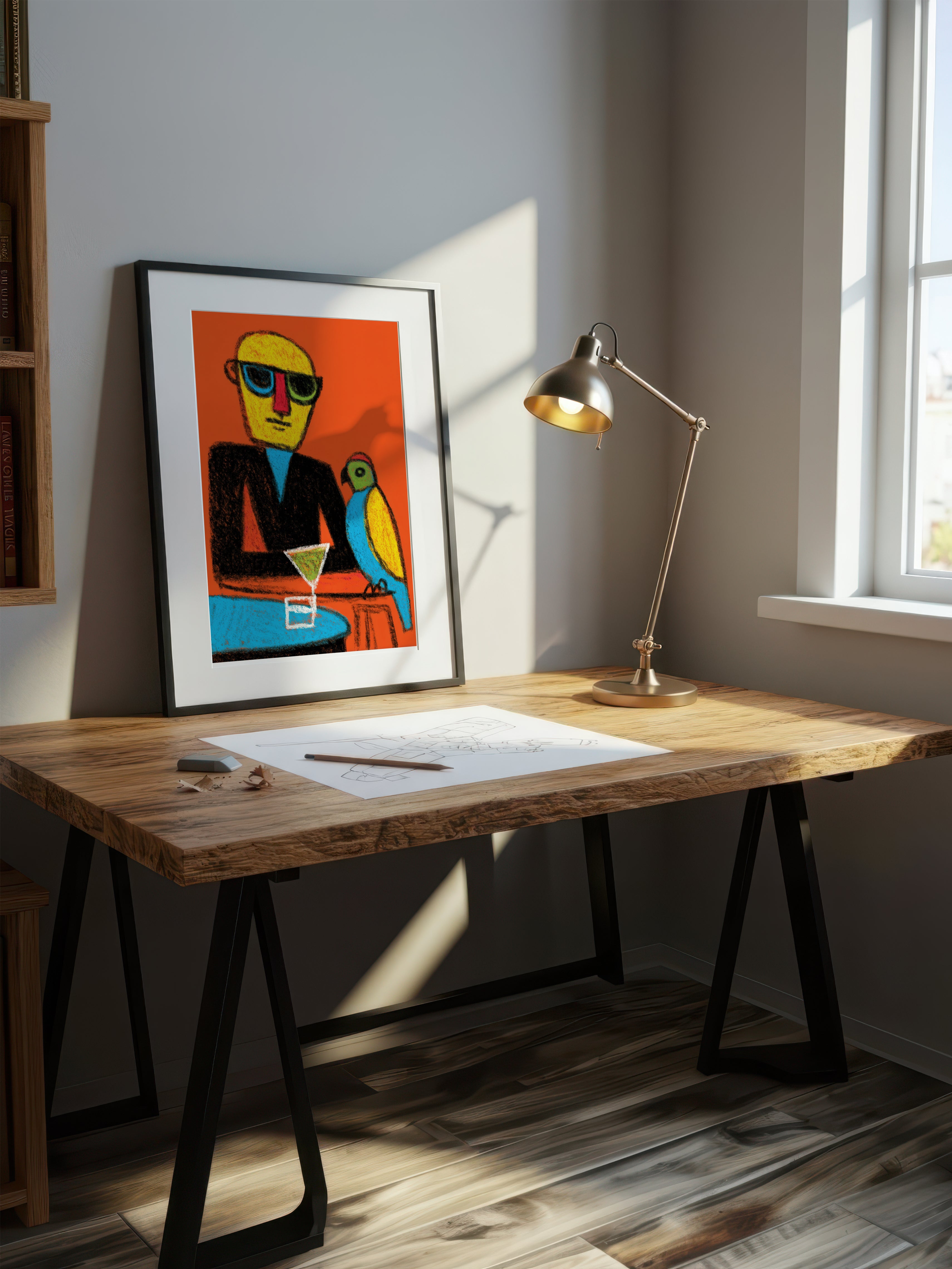 Island Happy Hour – Surreal Tropical Crayon Portrait Wall Art 259