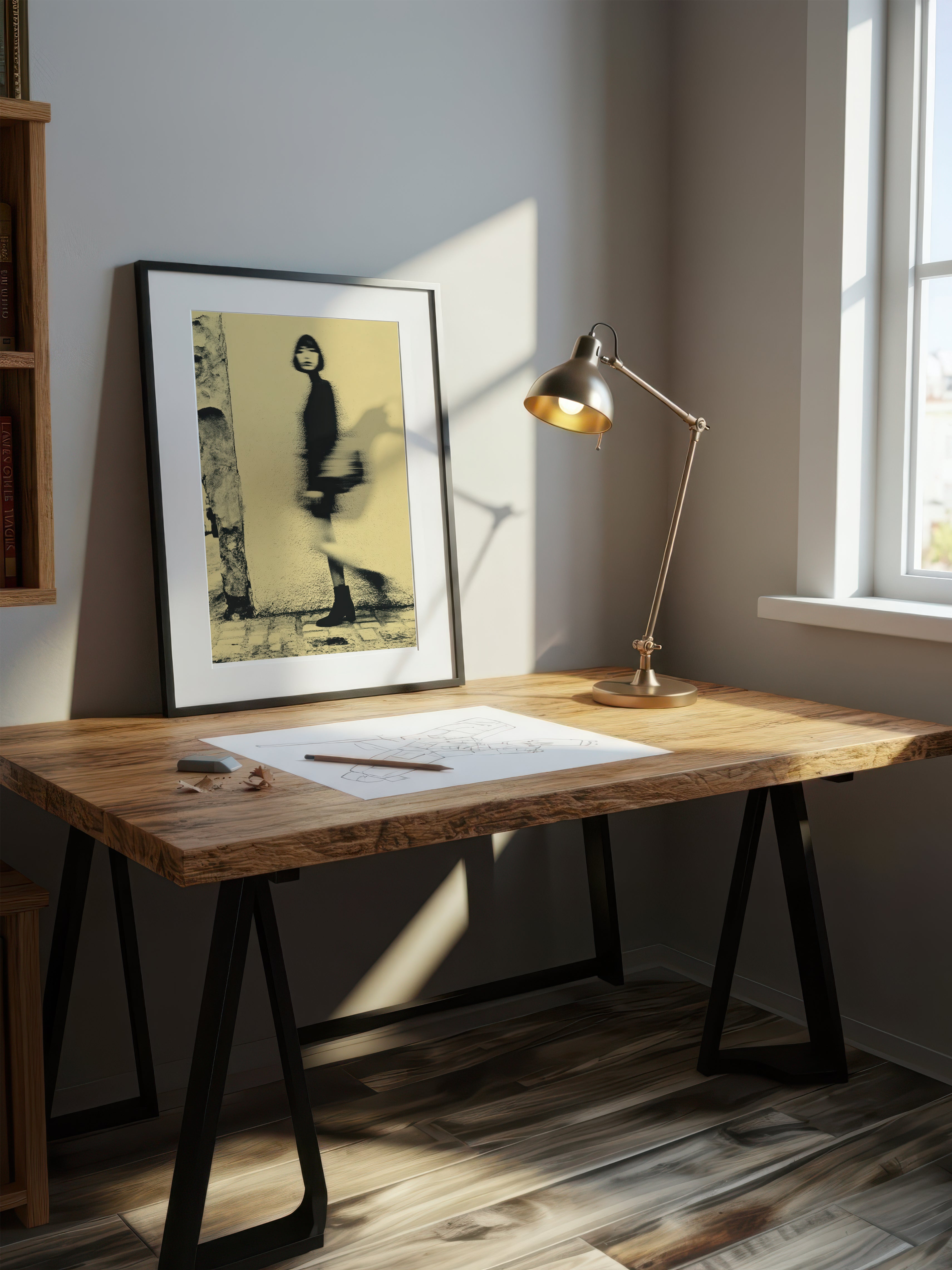 Walking Silhouette – Surreal Noir Urban Motion Wall Art 400