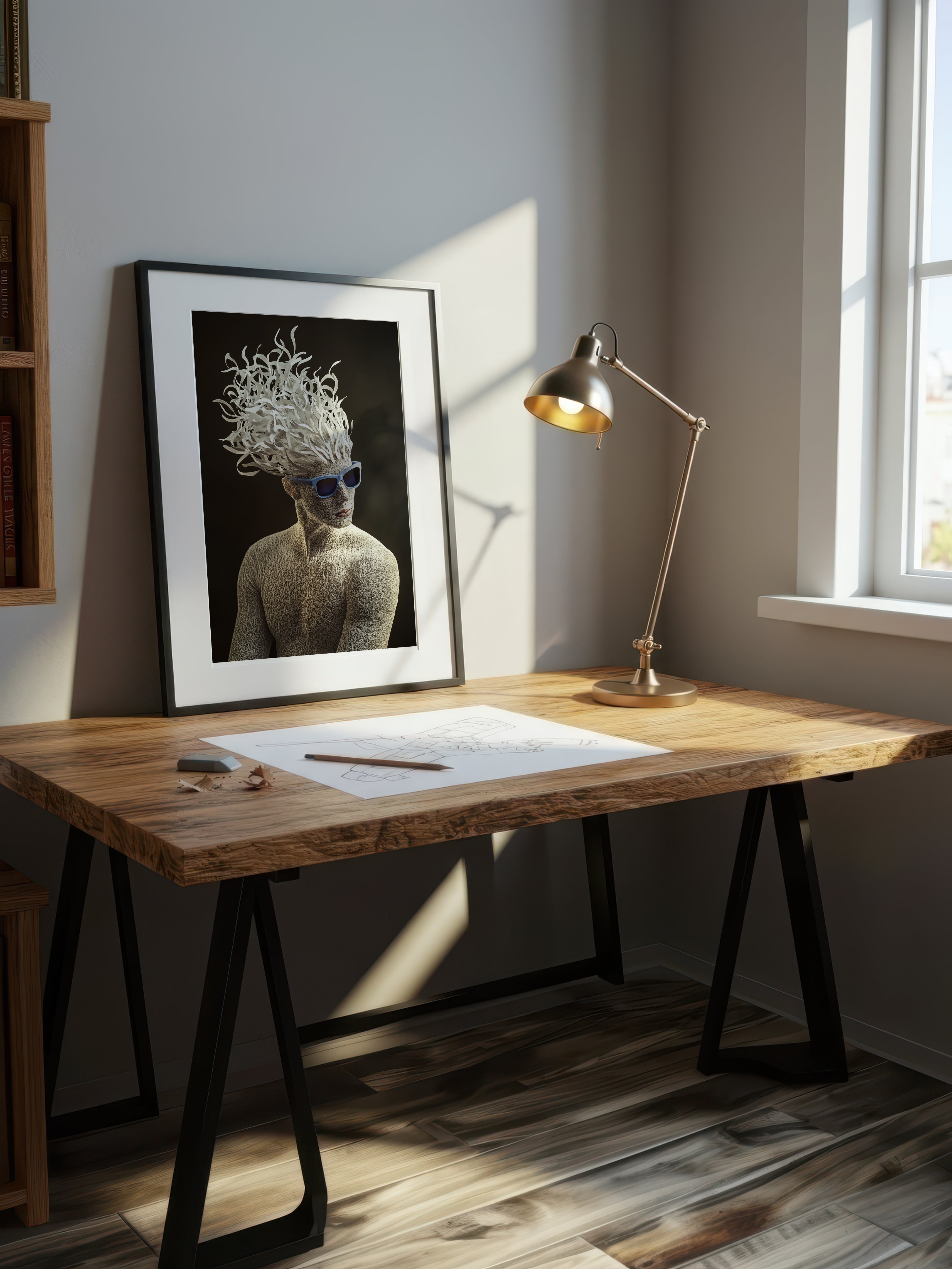 Abstract Ribbons Portrait – Surreal Abstract Wall Art 016