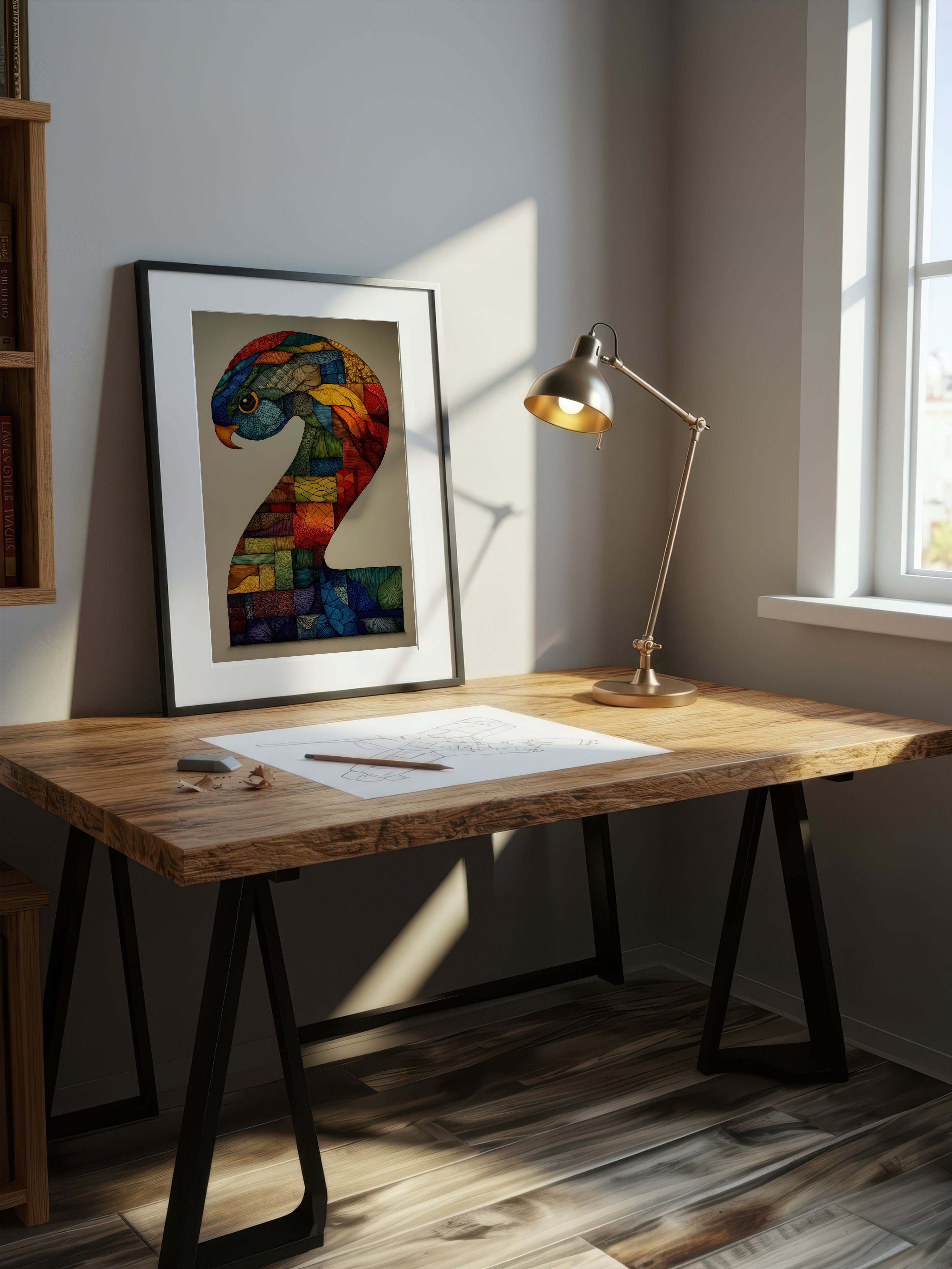 Mosaic Number Two – Surreal Graphic Symbol Wall Art 245