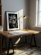 Chrome Antler – Surreal Mechanical Antler Portrait Wall Art 265