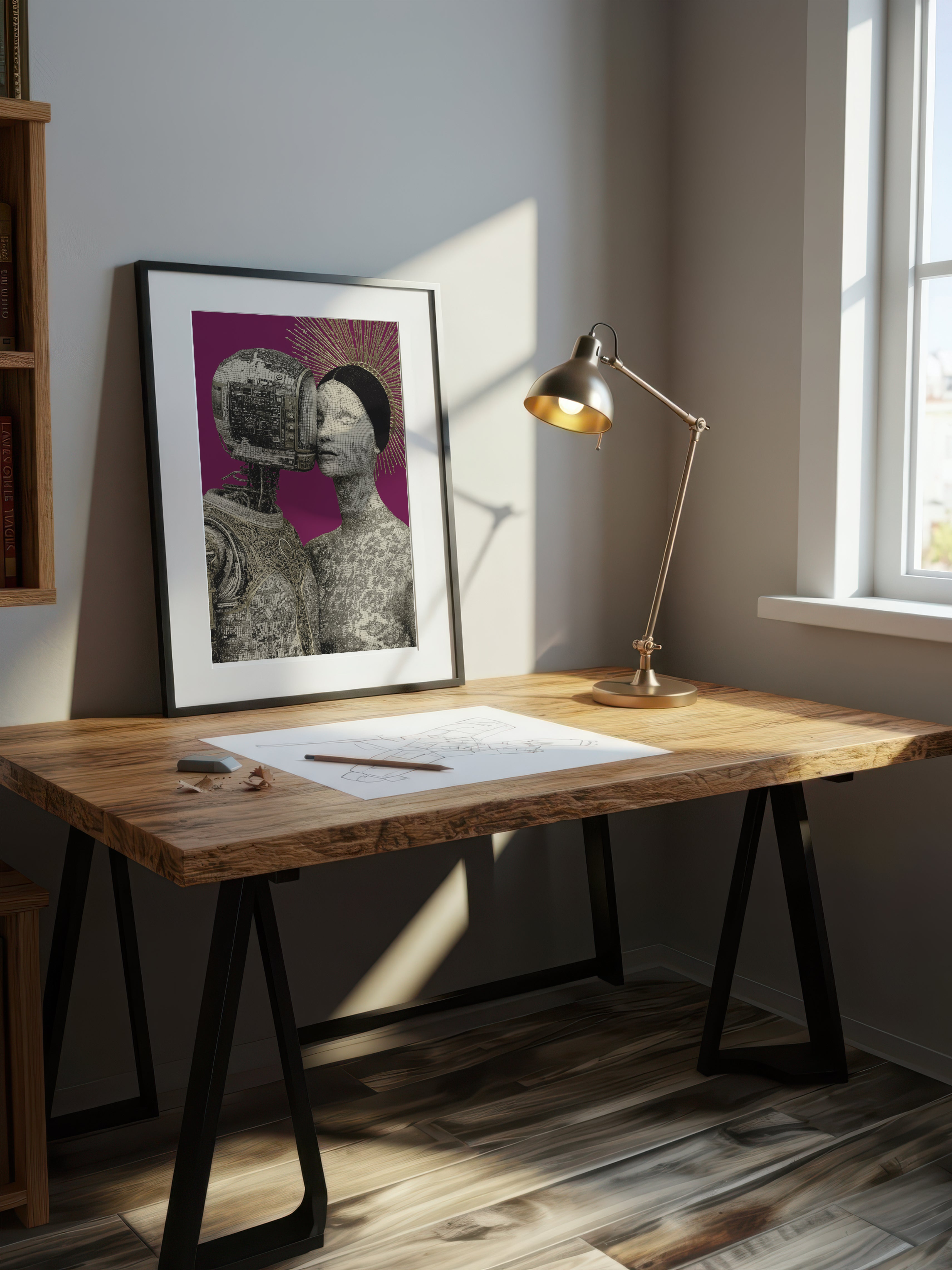 Stylized Connection – Surreal Abstract Figure Duo Wall Art 229