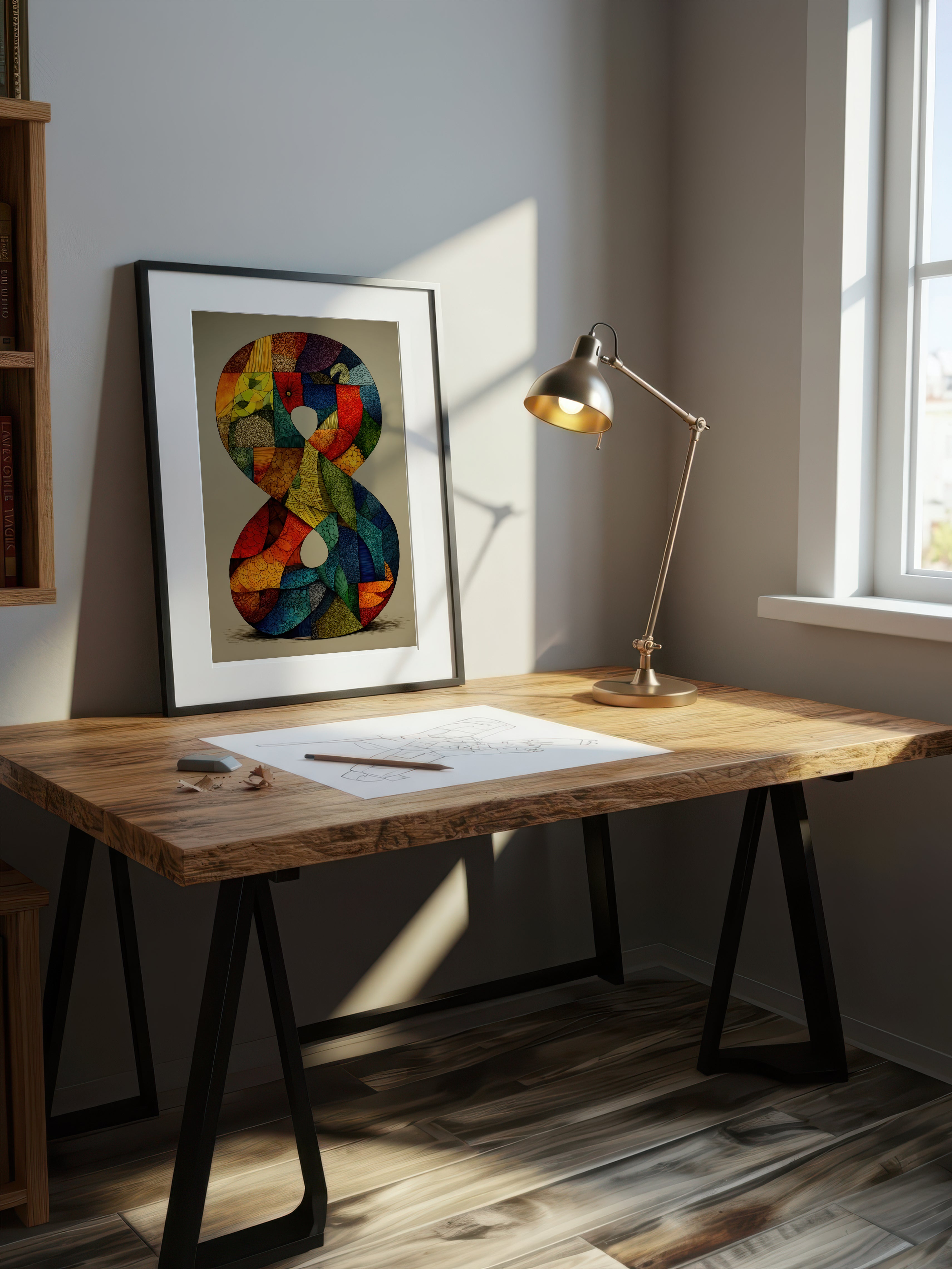 Mosaic Number Eight – Surreal Graphic Symbol Wall Art 249