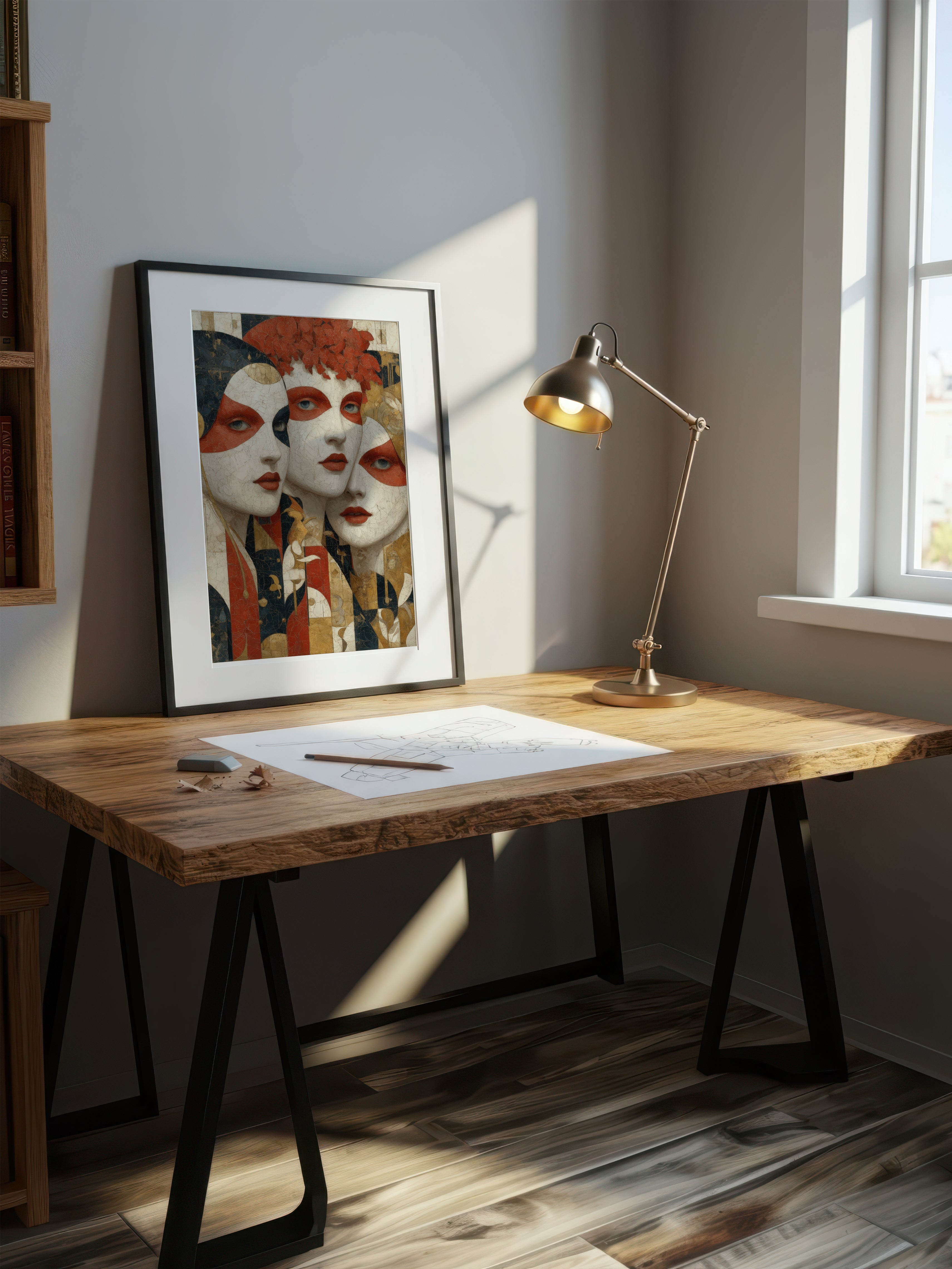Contemporary Harlequin Trio – Surreal Whimsical Wall Art 163