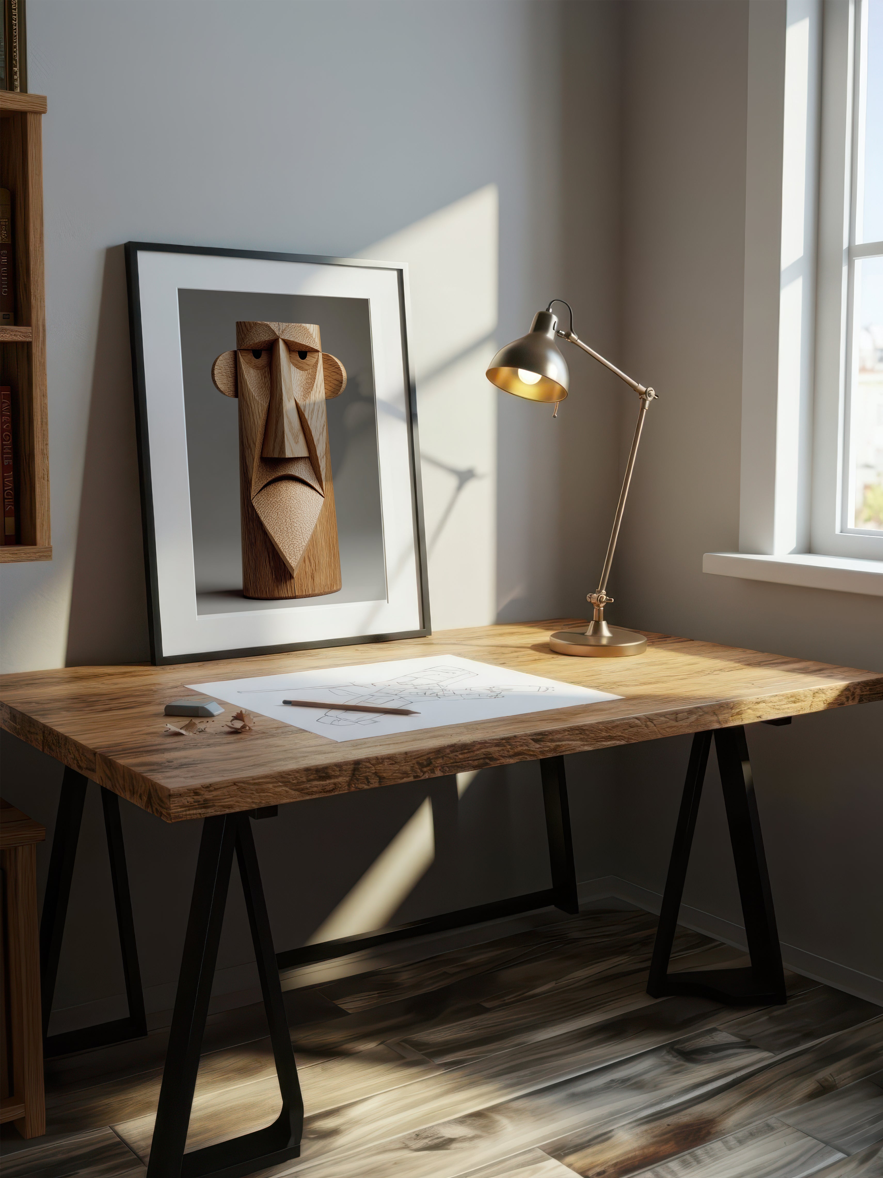 Wooden Face Sculpture – Surreal Sculptural Wall Art 101