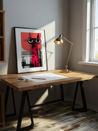 Retro Graphic Feline – Surreal Vintage Cat Wall Art 384