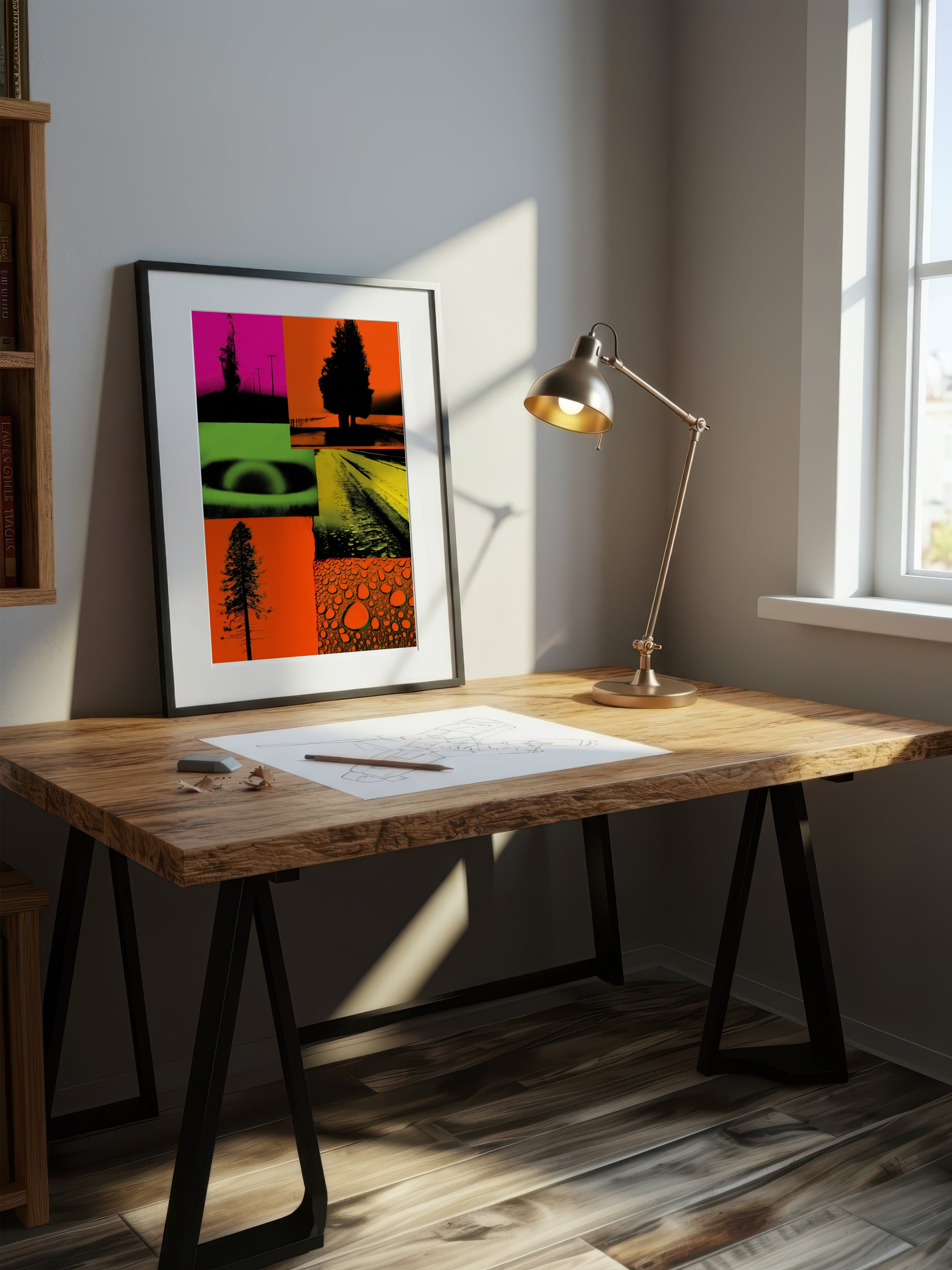 Graphic Nature Collage – Surreal Botanical Mixed Media Wall Art 360