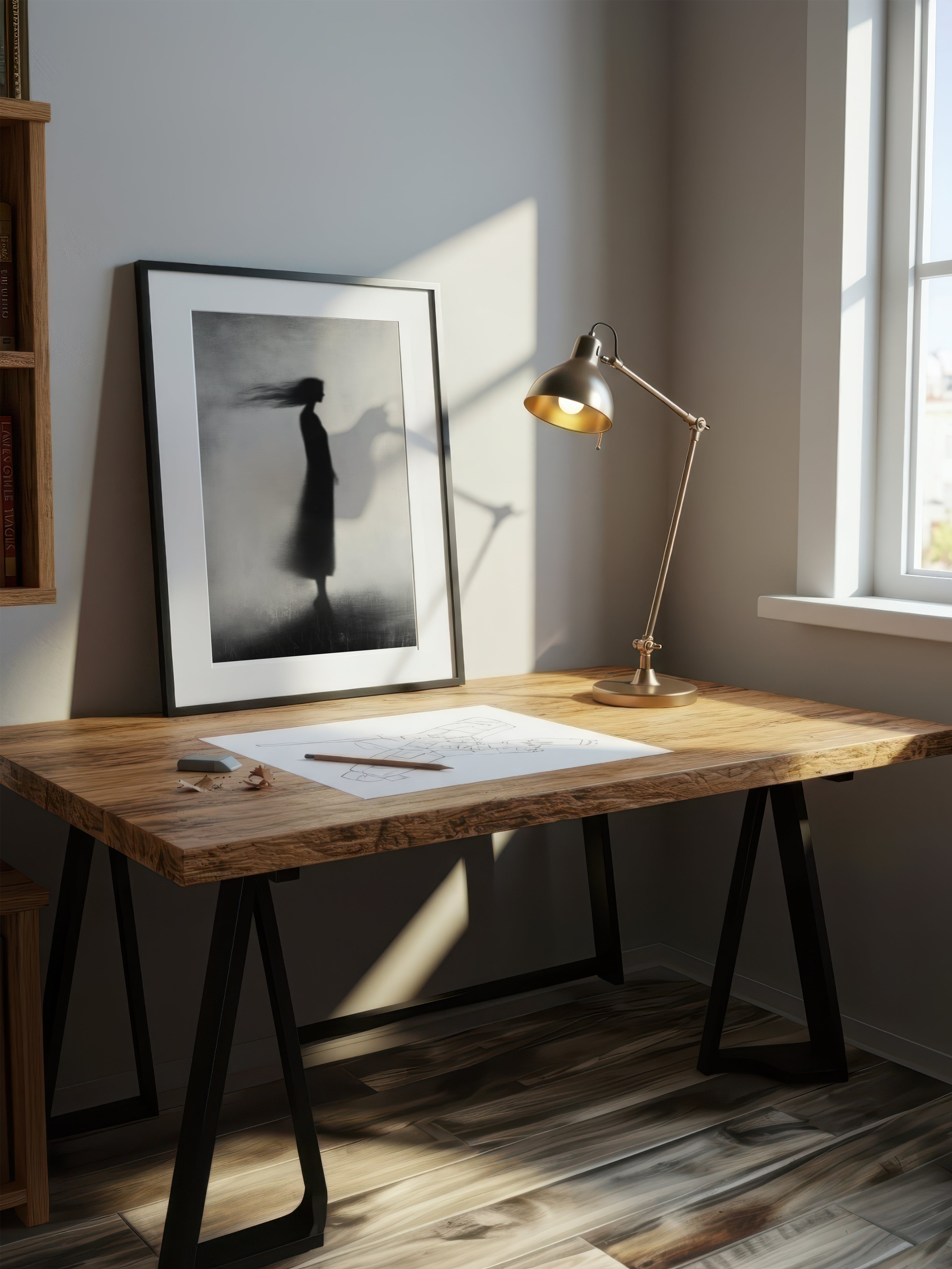 Moody Monochromatic Portrait – Surreal Dark Tonal Wall Art 269