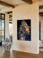 Gilded Porosity – Surreal Honeycomb Gold Abstract Portrait Wall Art 329