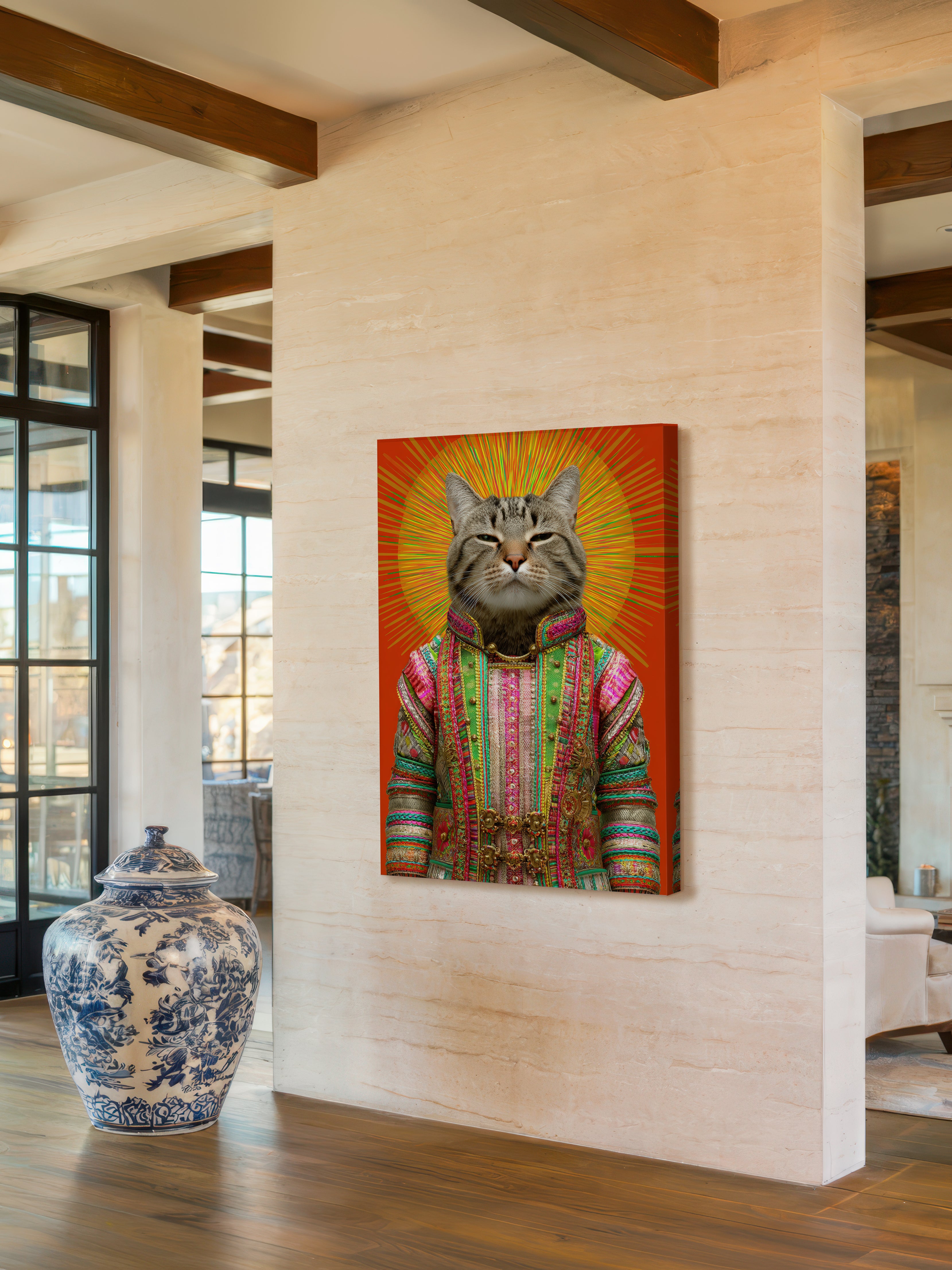 Regal Cat Portrait – Surreal Animal Wall Art 078