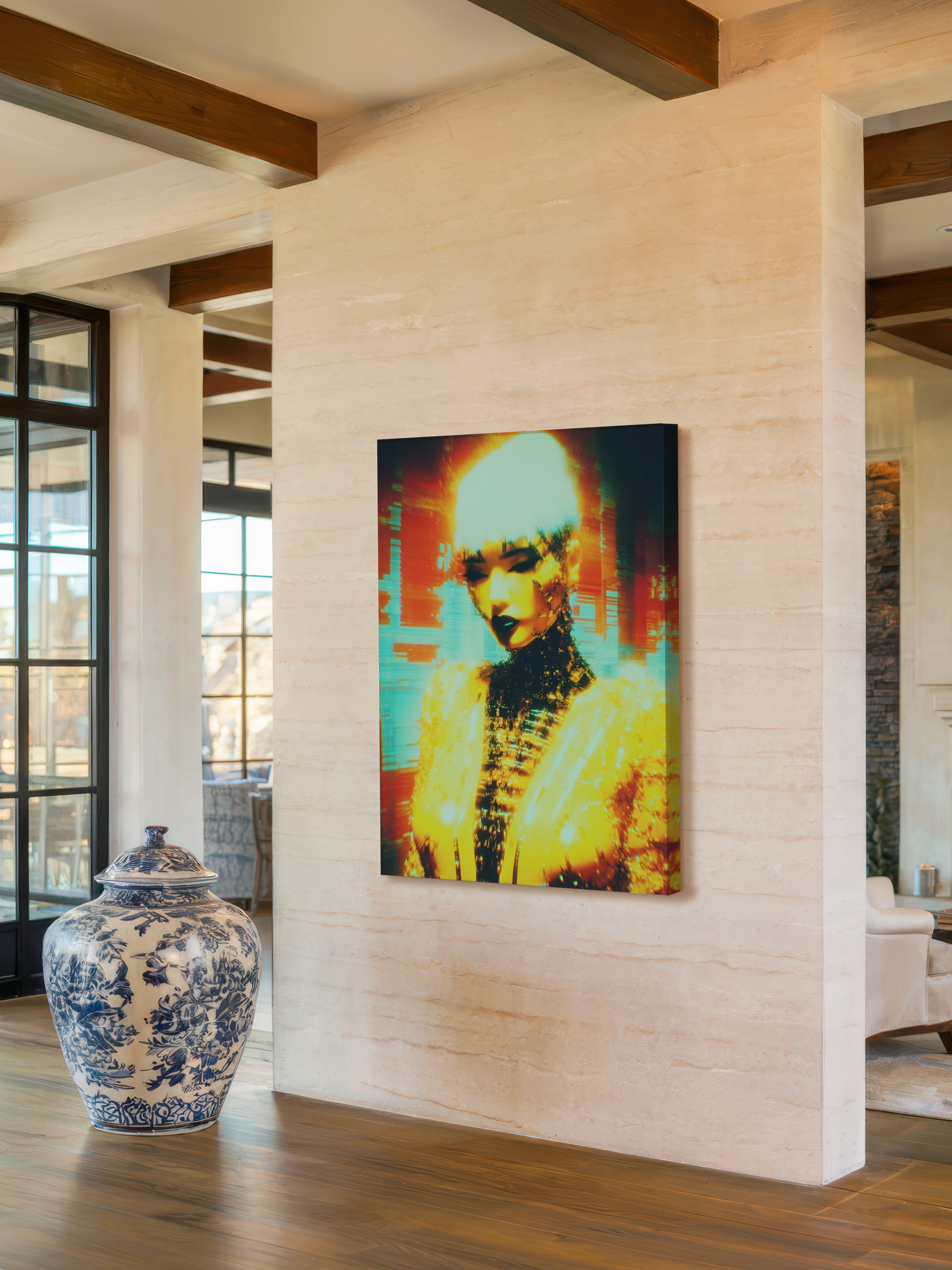 Cybernetic Pop Portrait – Surreal Futuristic Digital Wall Art 212