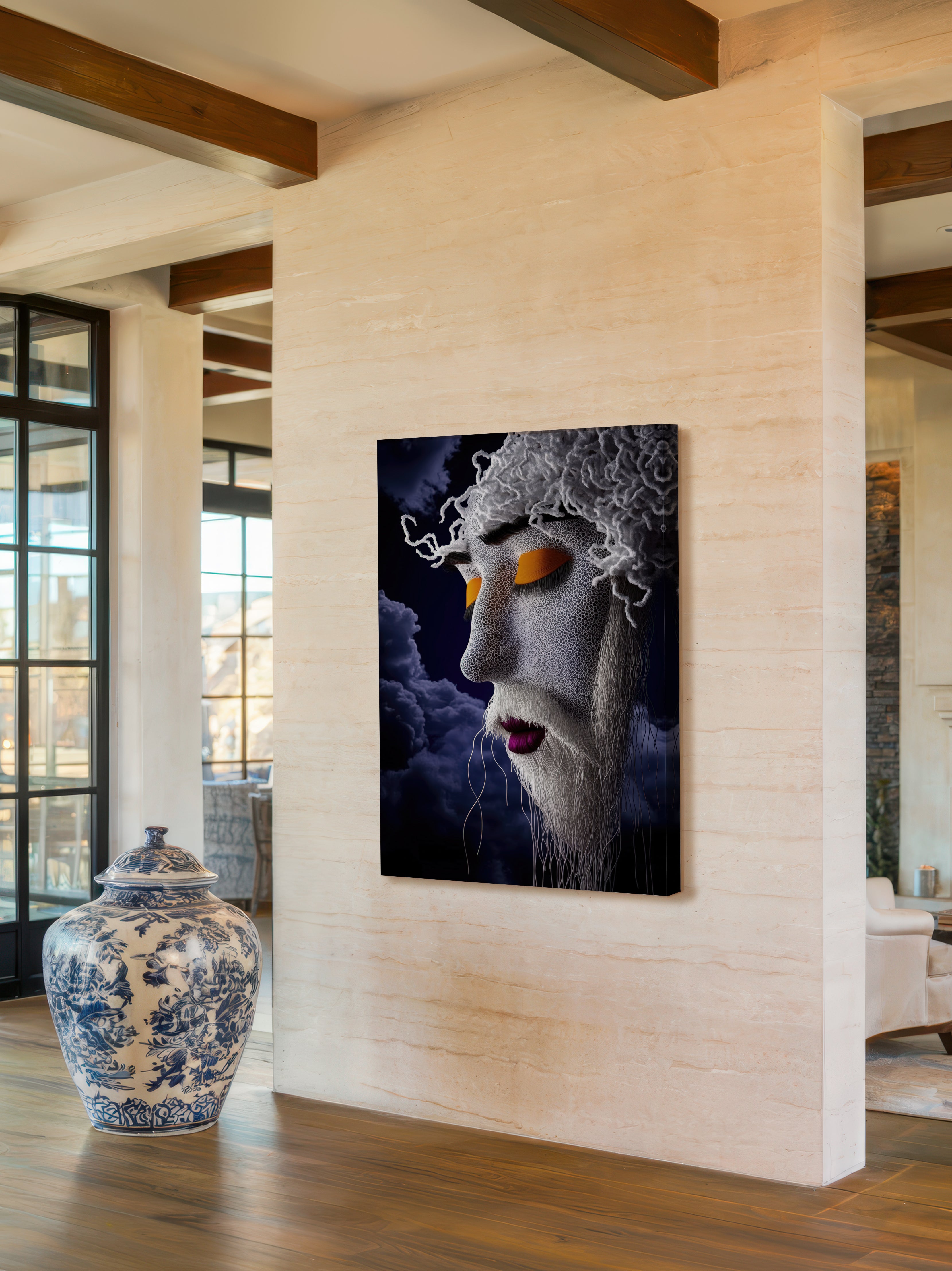 Woven Silence – Surreal Avant-Garde Mesh Portrait Wall Art 330