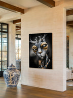 Chrome Antler – Surreal Mechanical Antler Portrait Wall Art 265