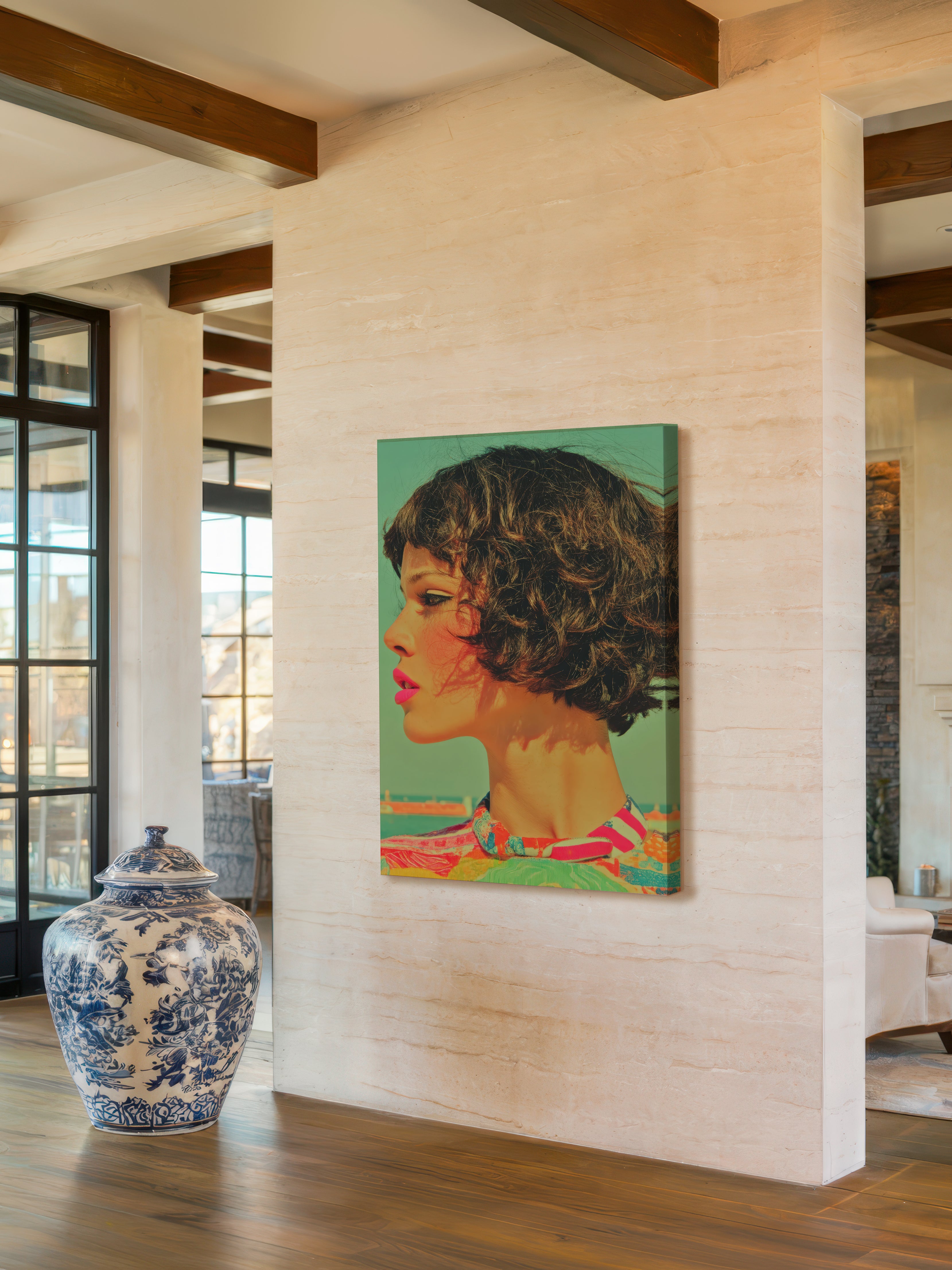 Modern Summer Portrait – Surreal Warm Contemporary Figure Wall Art 358