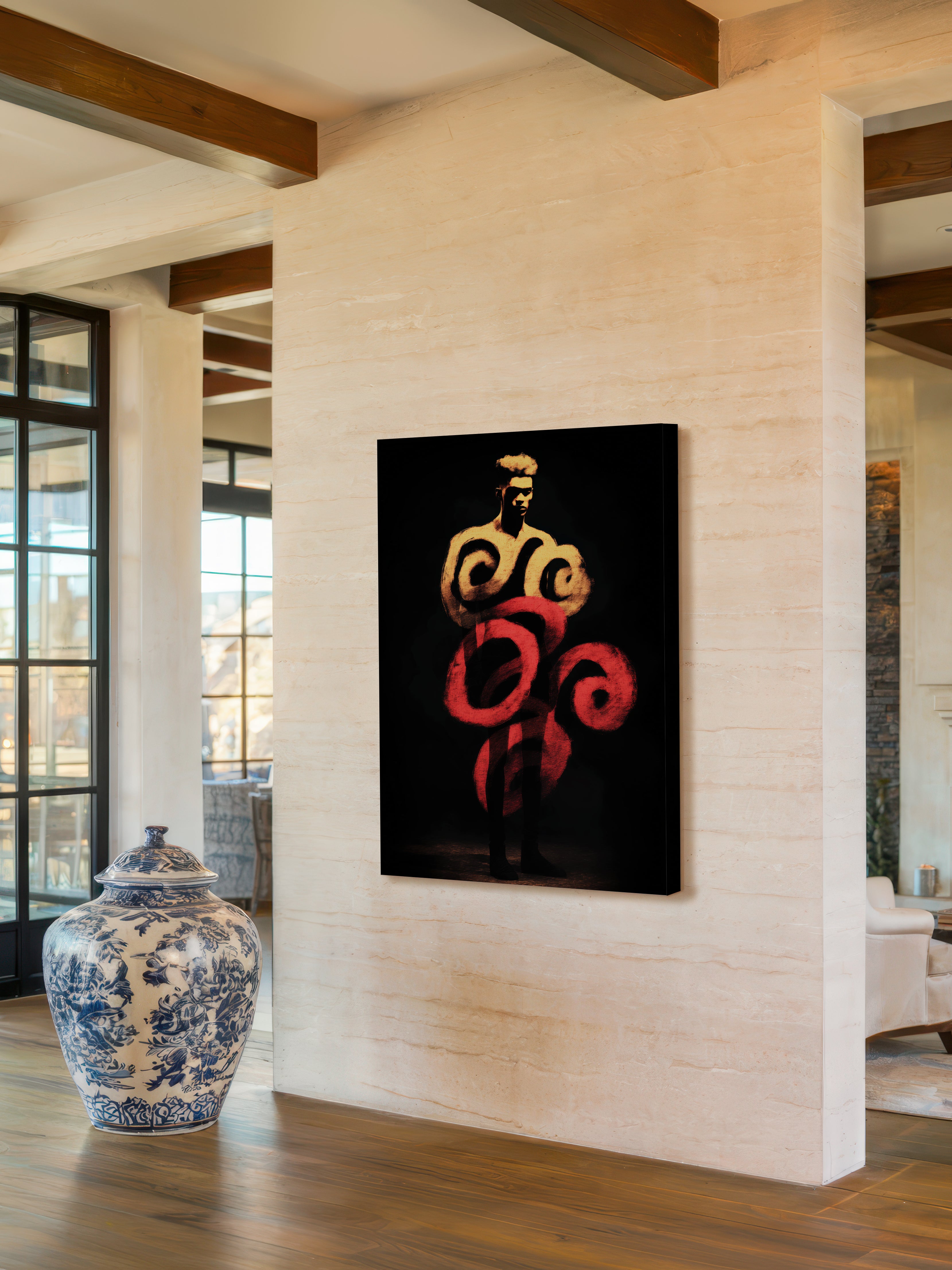 Crimson Coil – Surreal Expressionist Silhouette Abstract Wall Art 268
