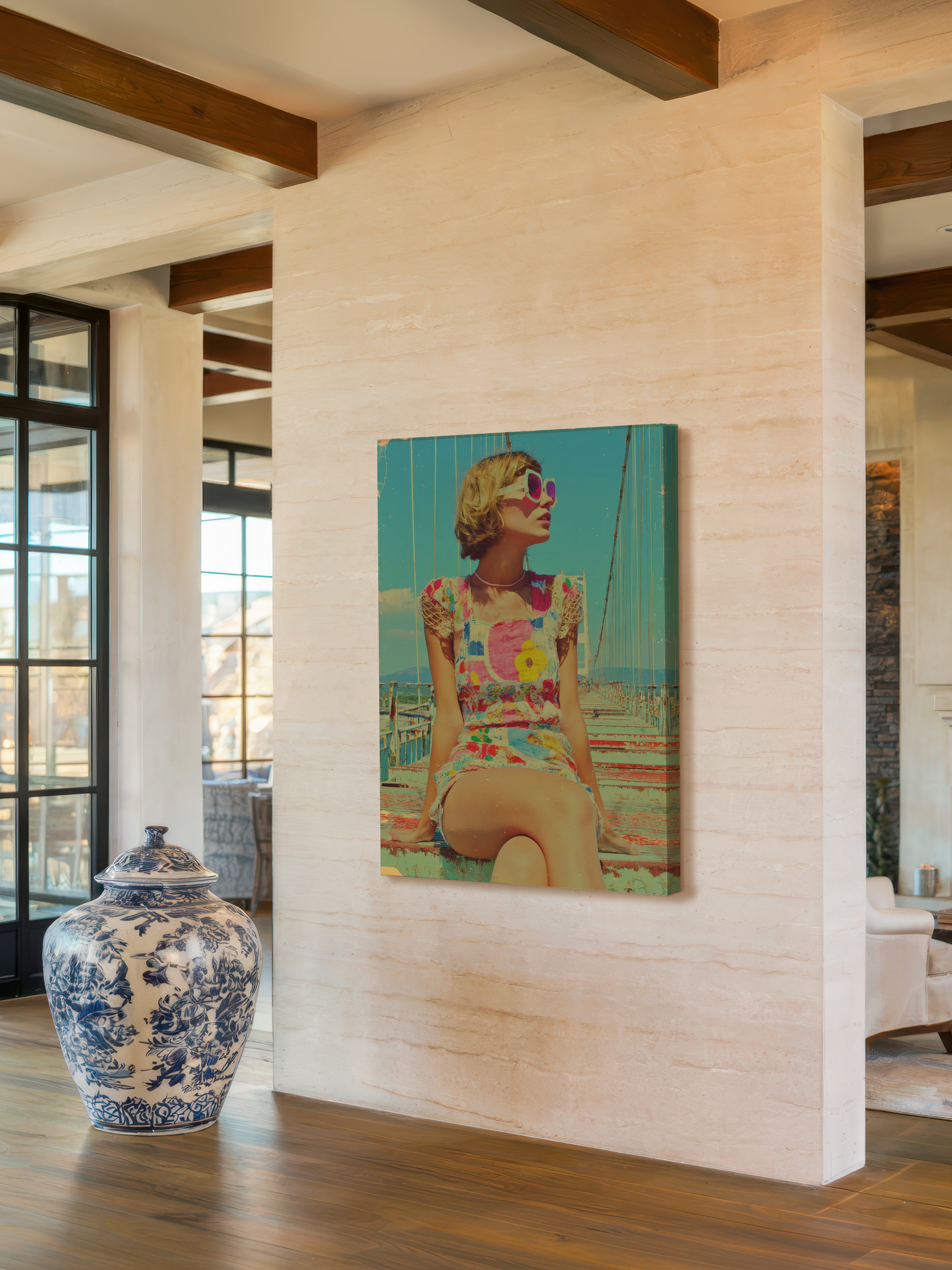 Retro Summer Portrait – Surreal Vintage Warm Figure Wall Art 356