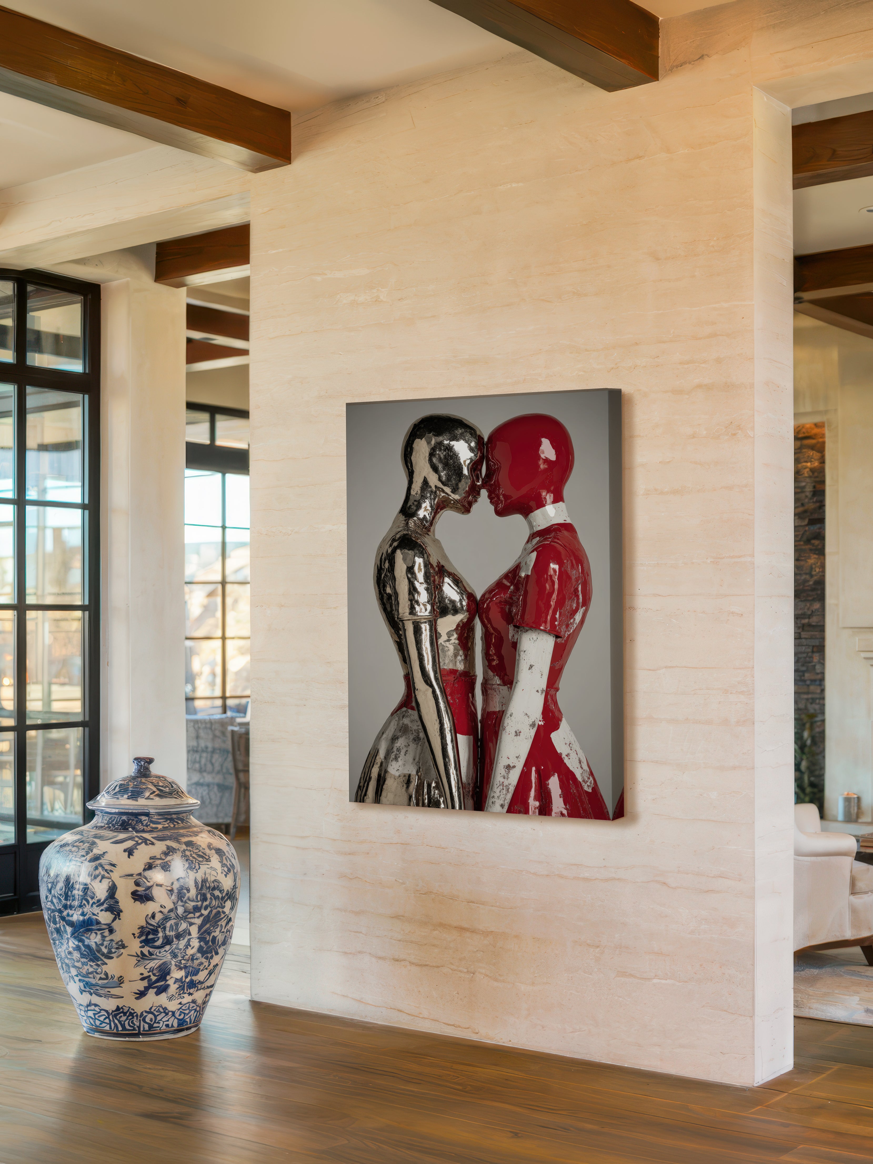 Sculptural Couple Art – Surreal Romantic Wall Art 096