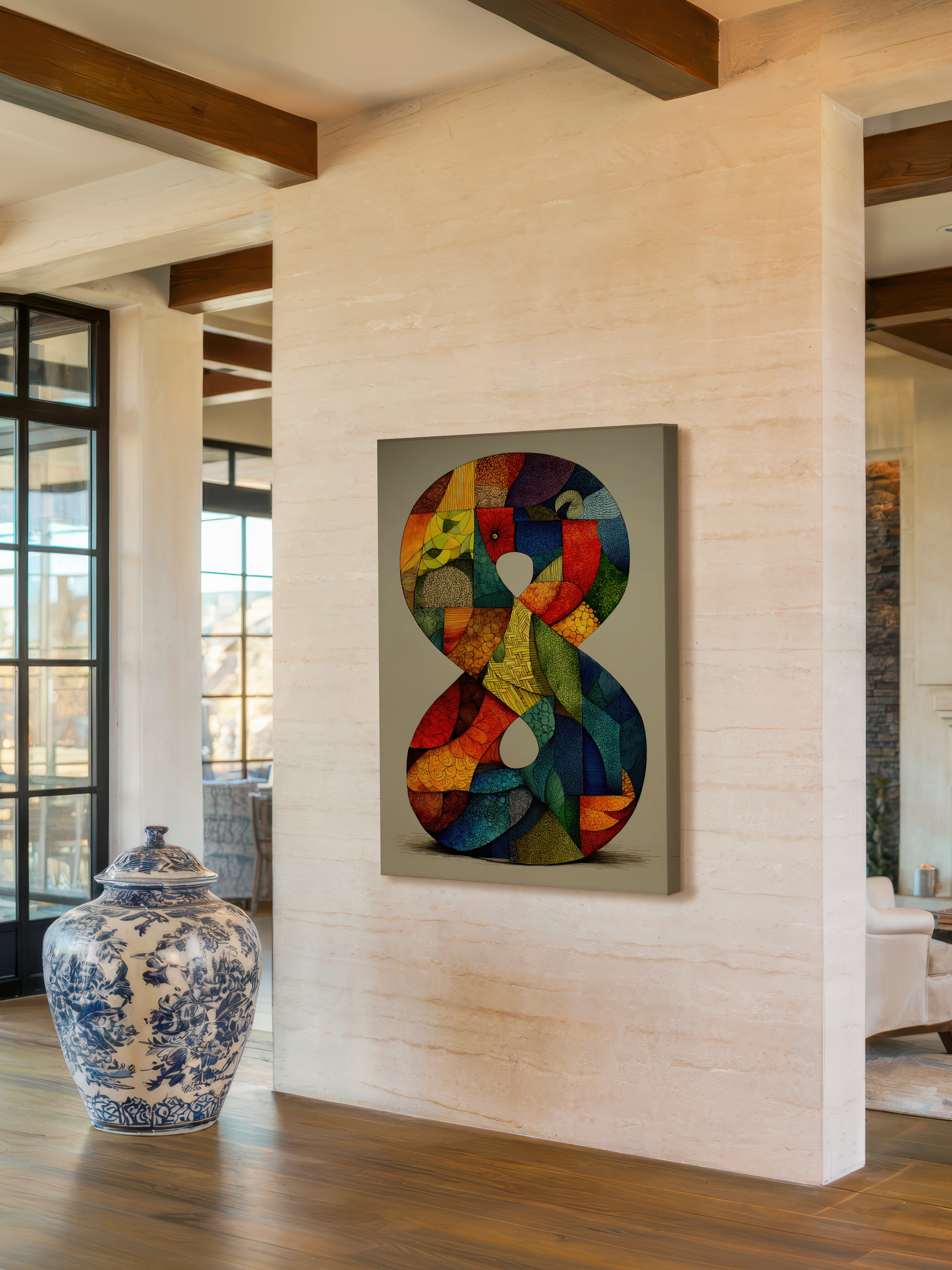 Mosaic Number Eight – Surreal Graphic Symbol Wall Art 249
