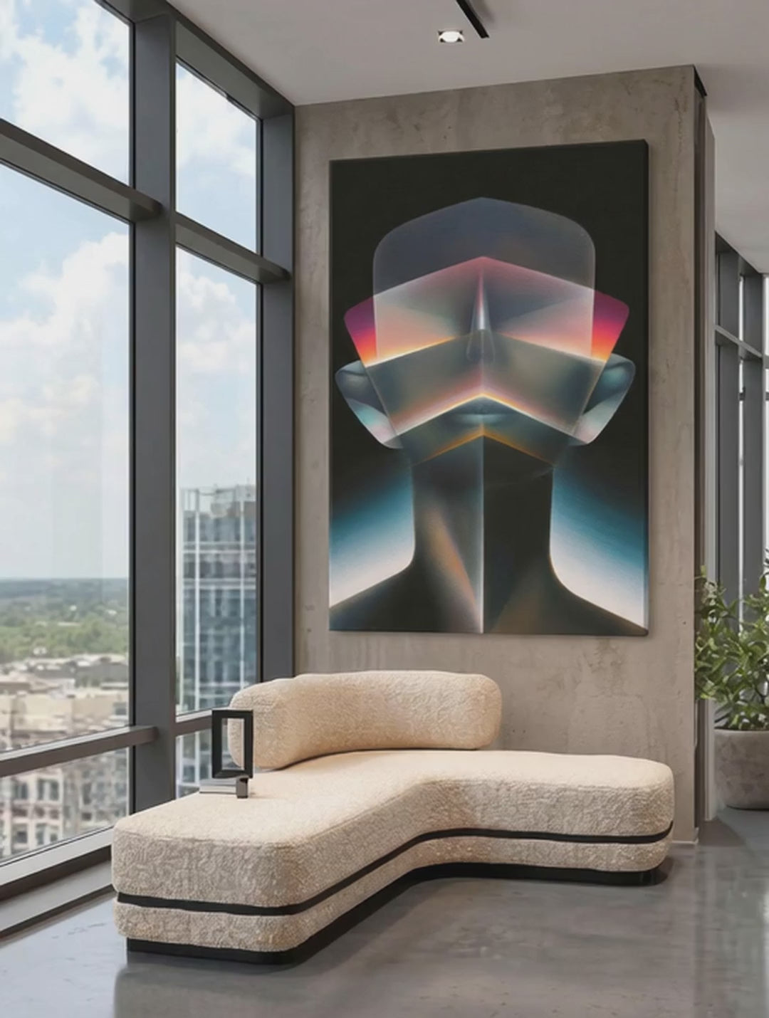 Prismatic Gaze – Surreal Geometric Crystal Wall Art 594