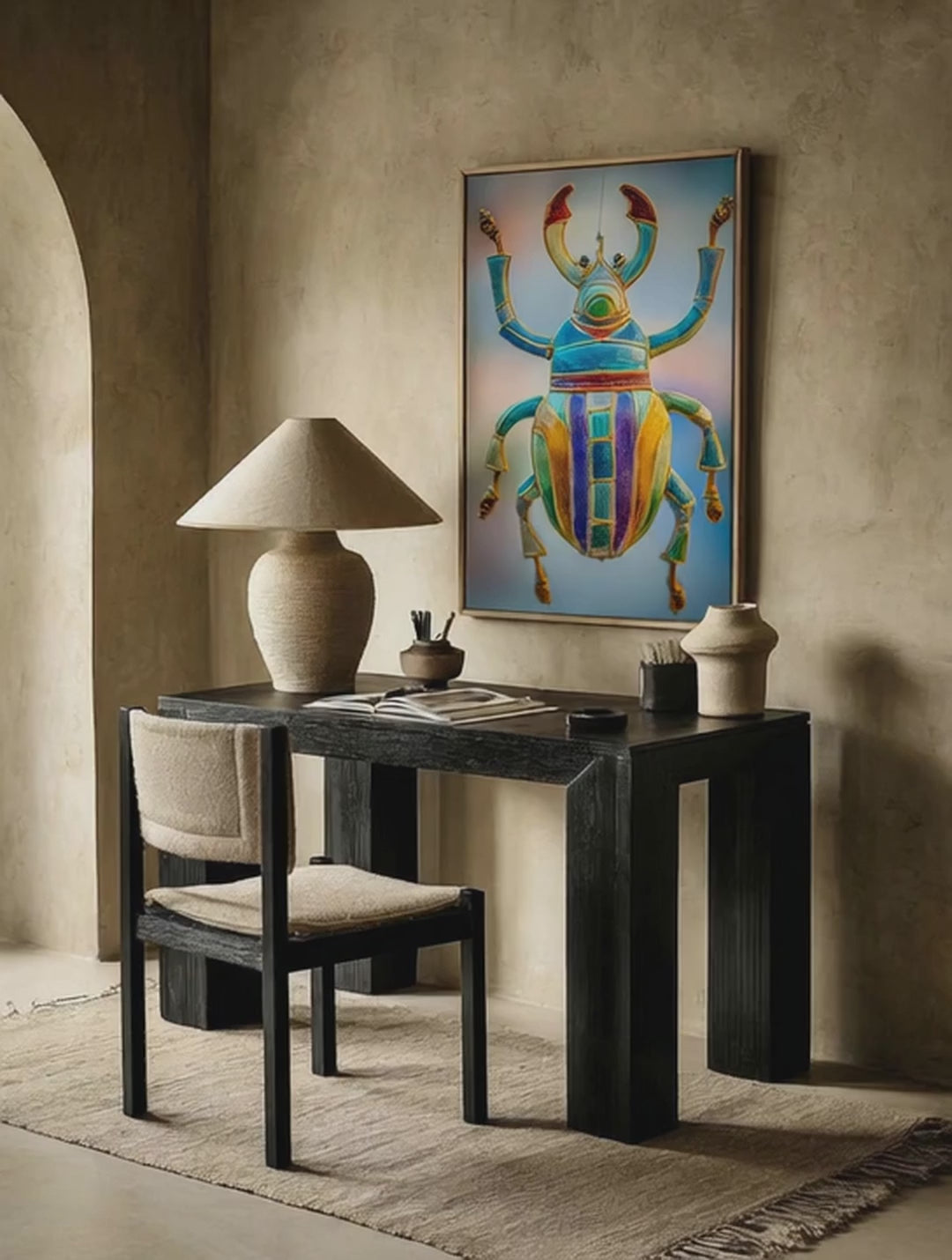 Jeweled Guardian – Surreal Insect Portrait Wall Art 552