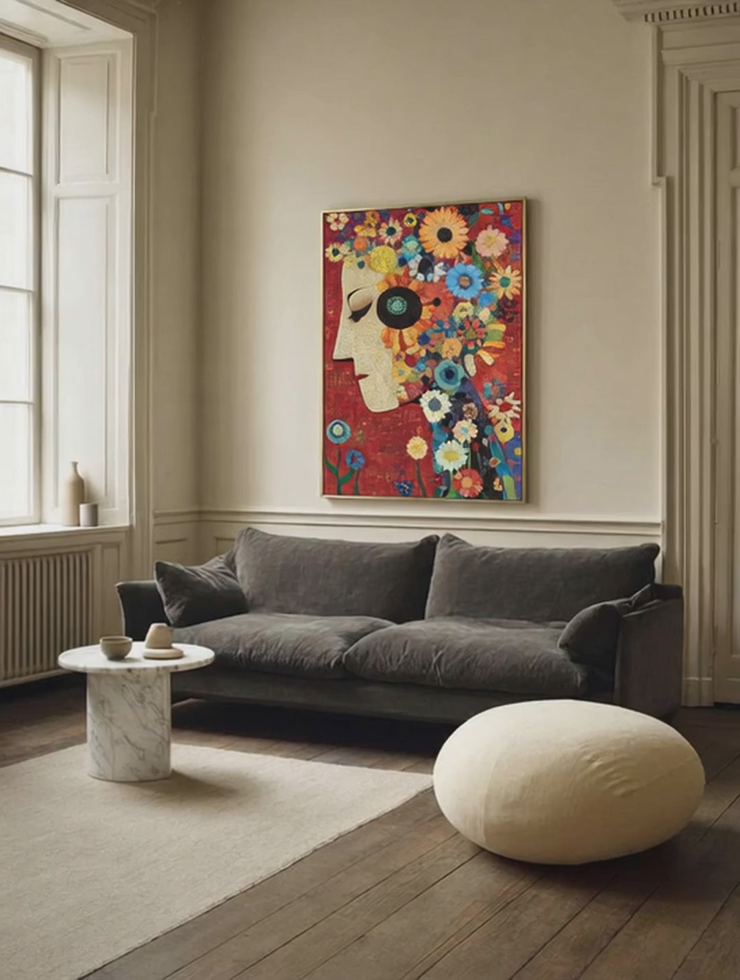 Petals in Pieces – Surreal Floral Mosaic Portrait Wall Art 479
