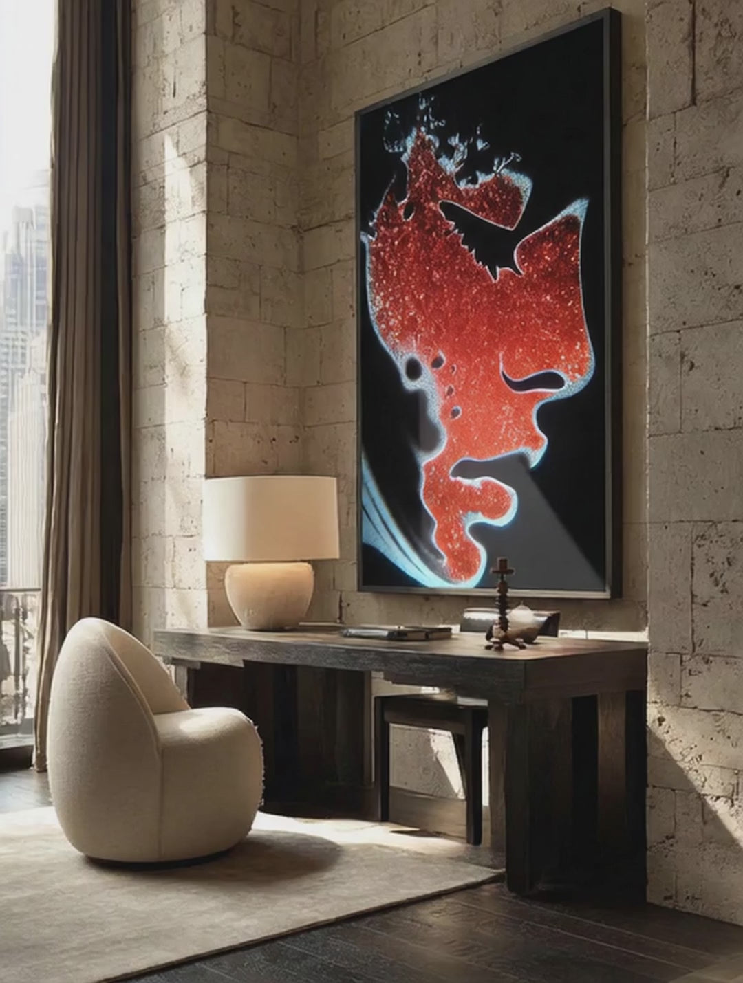 Cinnabar Flow – Surreal Abstract Crimson Wall Art 560