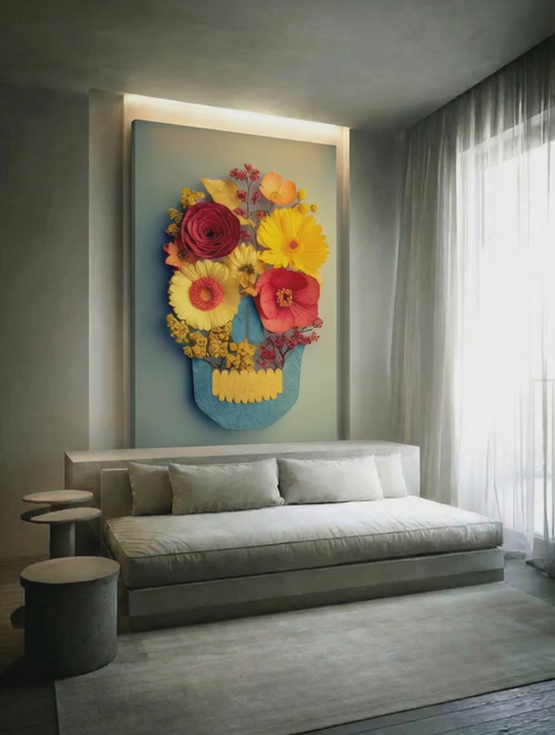 Flower Skull – Surreal Floral Skull Wall Art 408