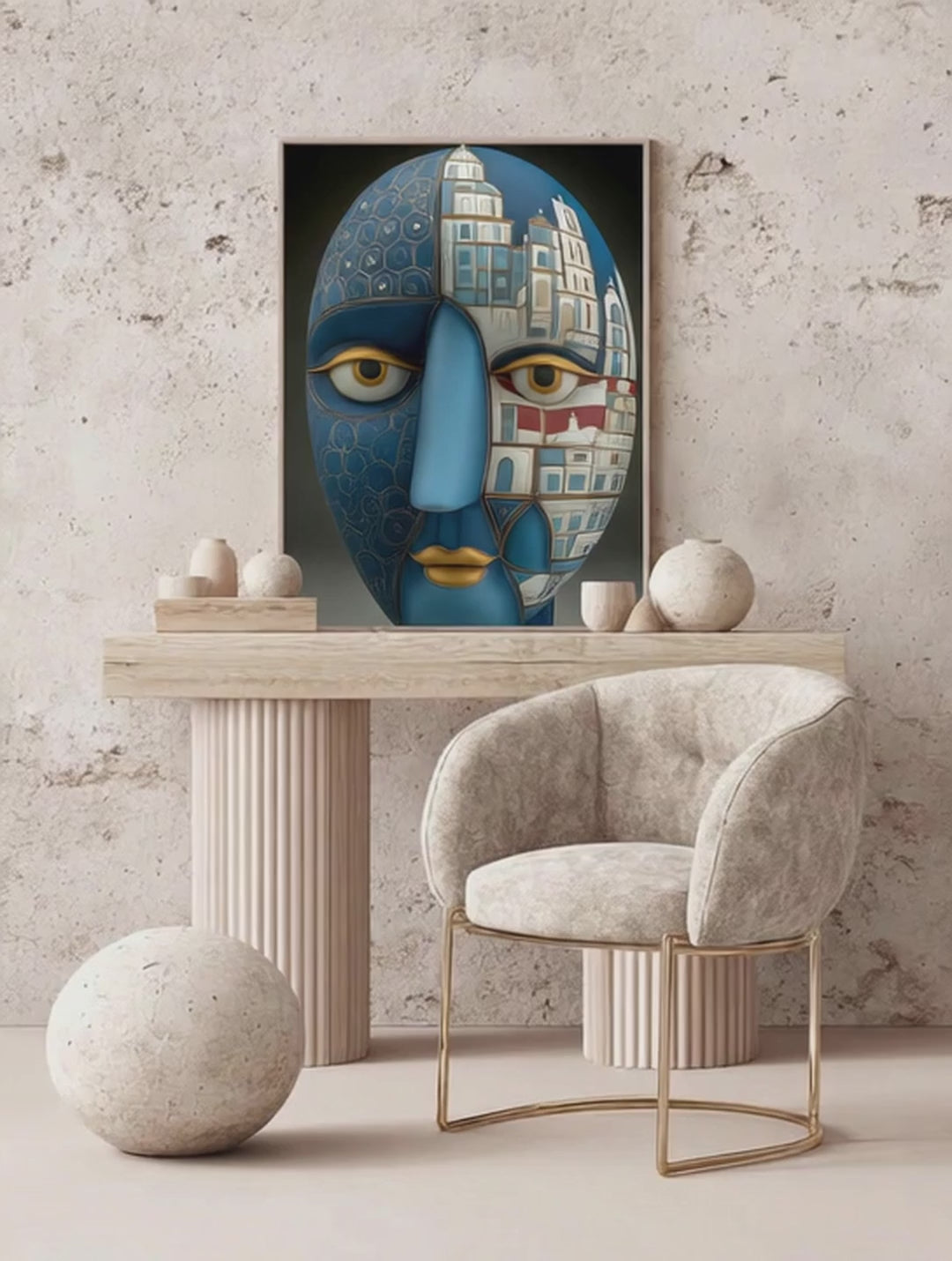 Azure Cityscape – Surreal Metaphysical City Portrait Wall Art 464
