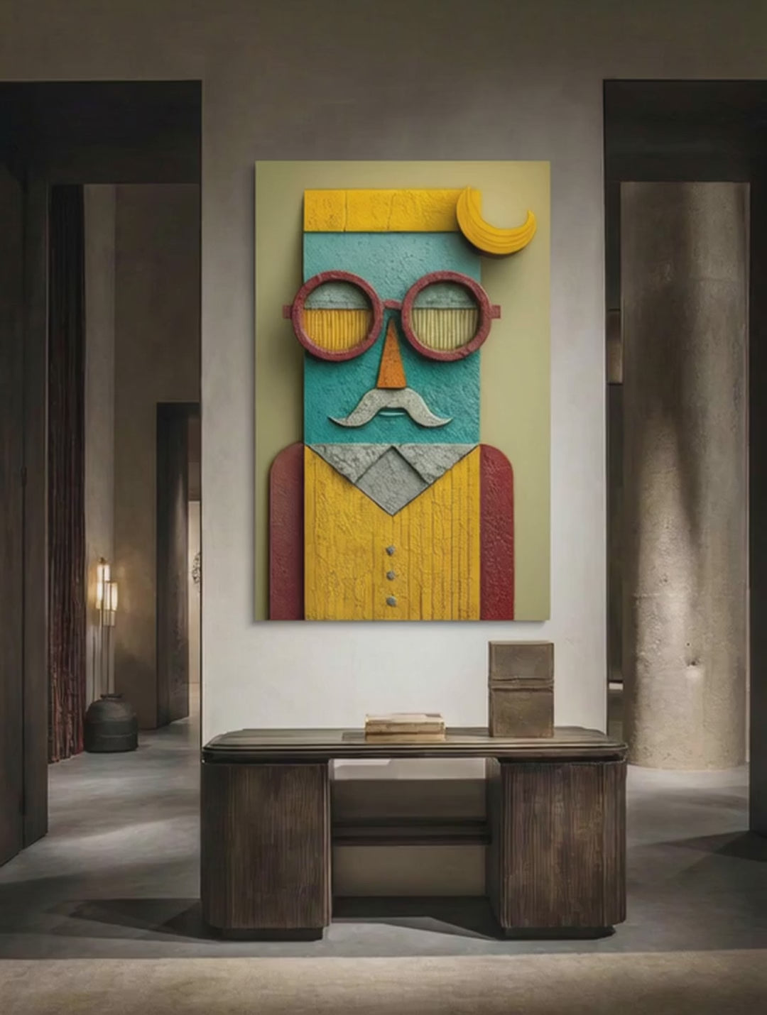 Mustache Man – Surreal Retro Geometric Portrait Wall Art 455