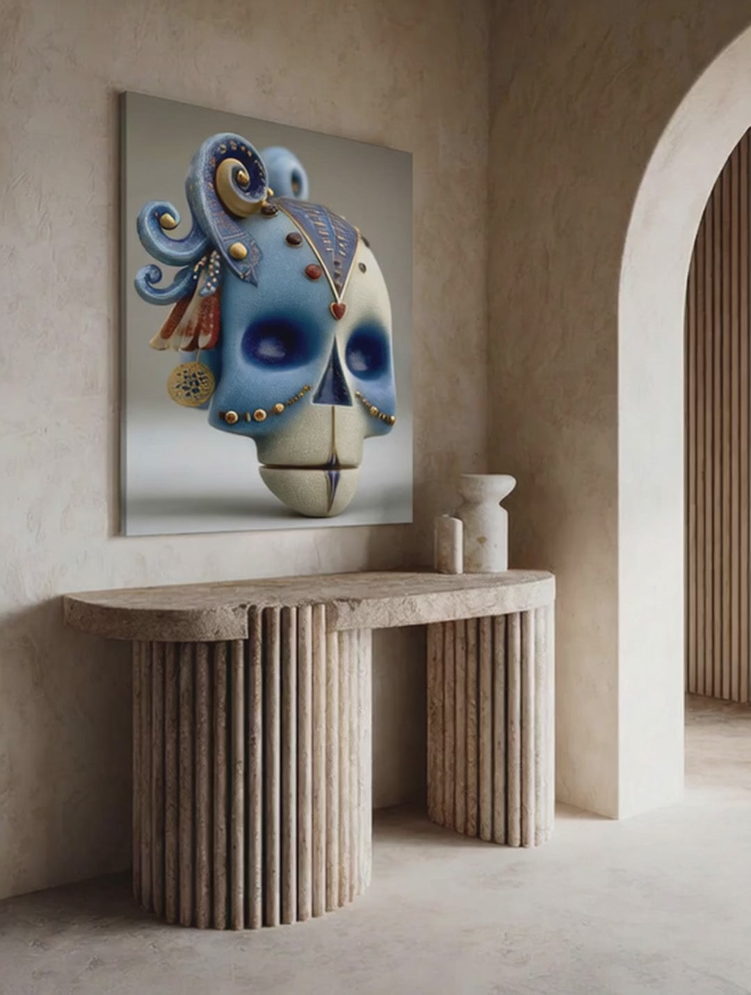 Cerulean Elegance – Surreal Ceramic Ornate Wall Art 465