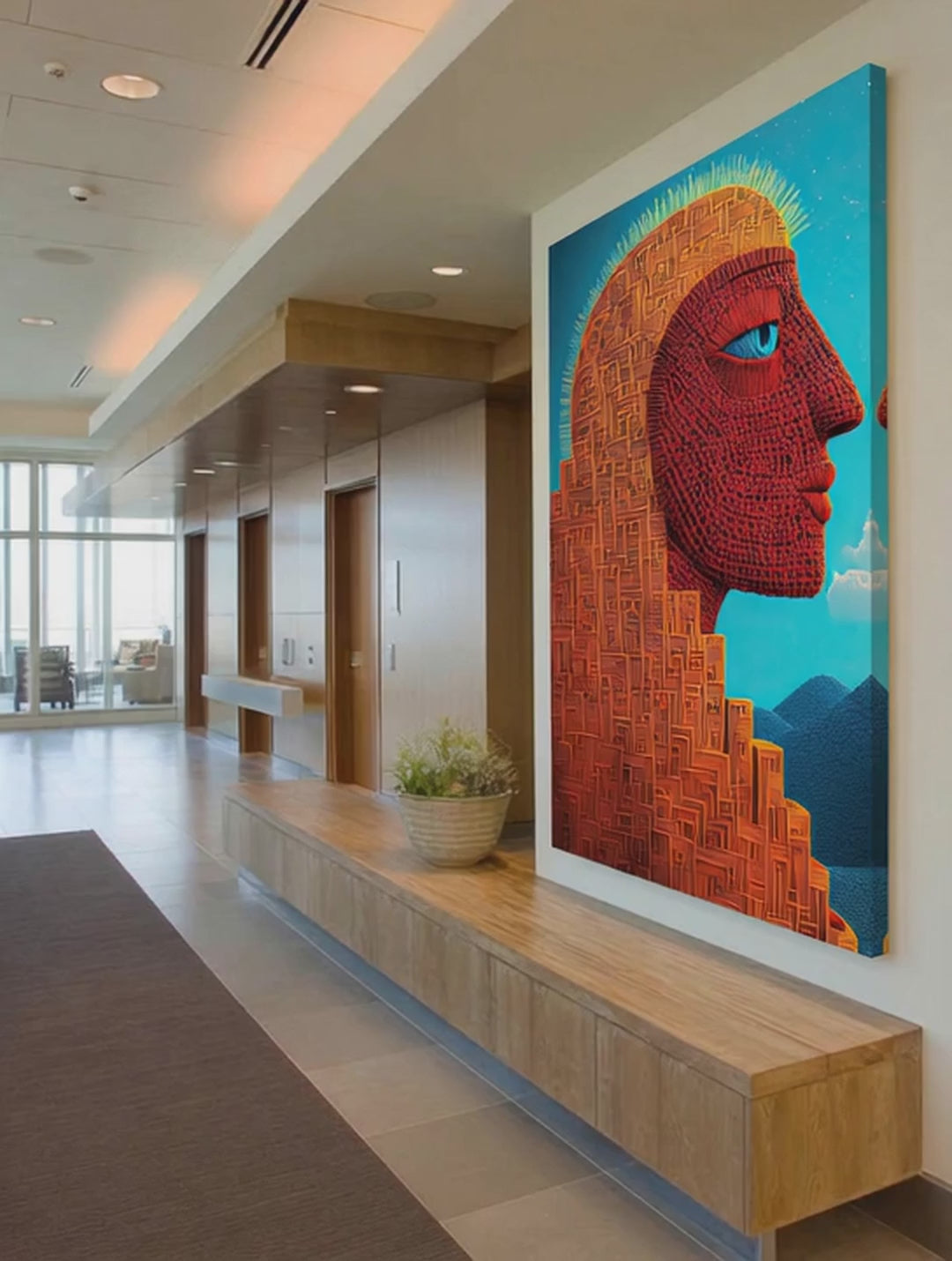 Ochre Monument – Surreal Folk Architecture Wall Art 572