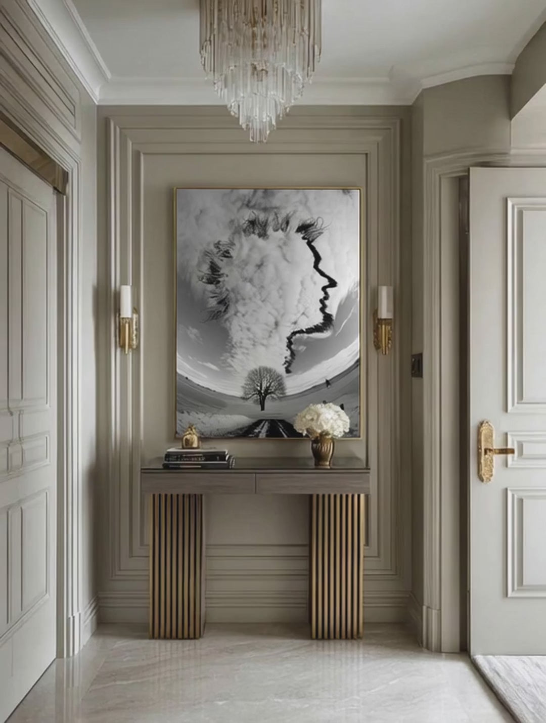 Winter Face Sky – Surreal Cloud Portrait Landscape Wall Art 447