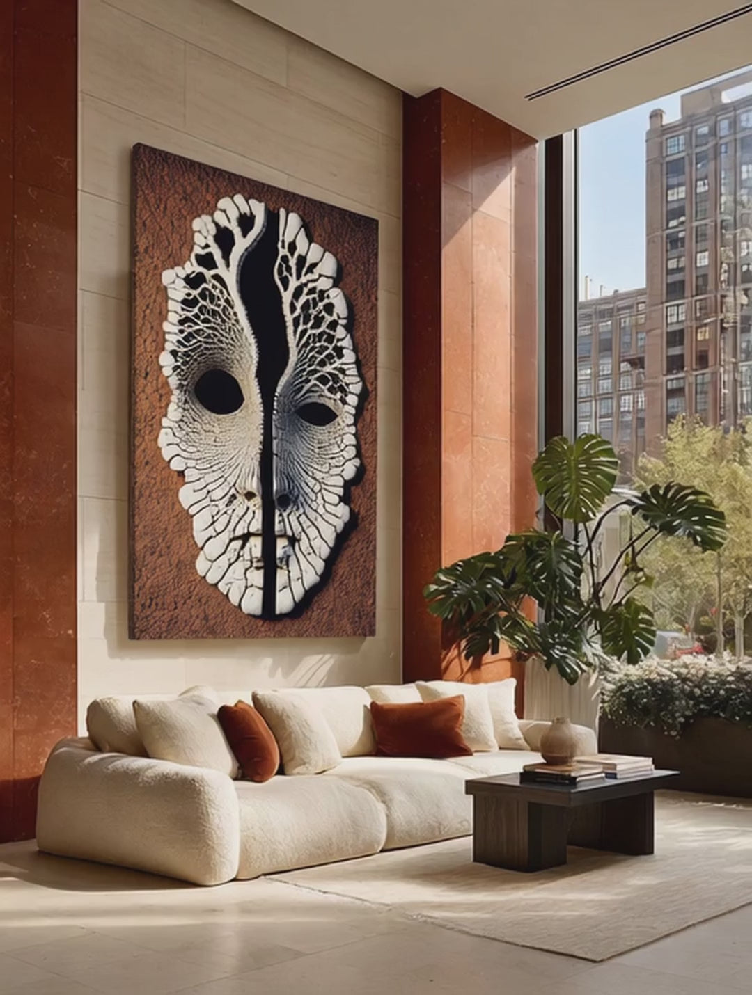 Neural Divide – Surreal Minimalist Mask Wall Art 538