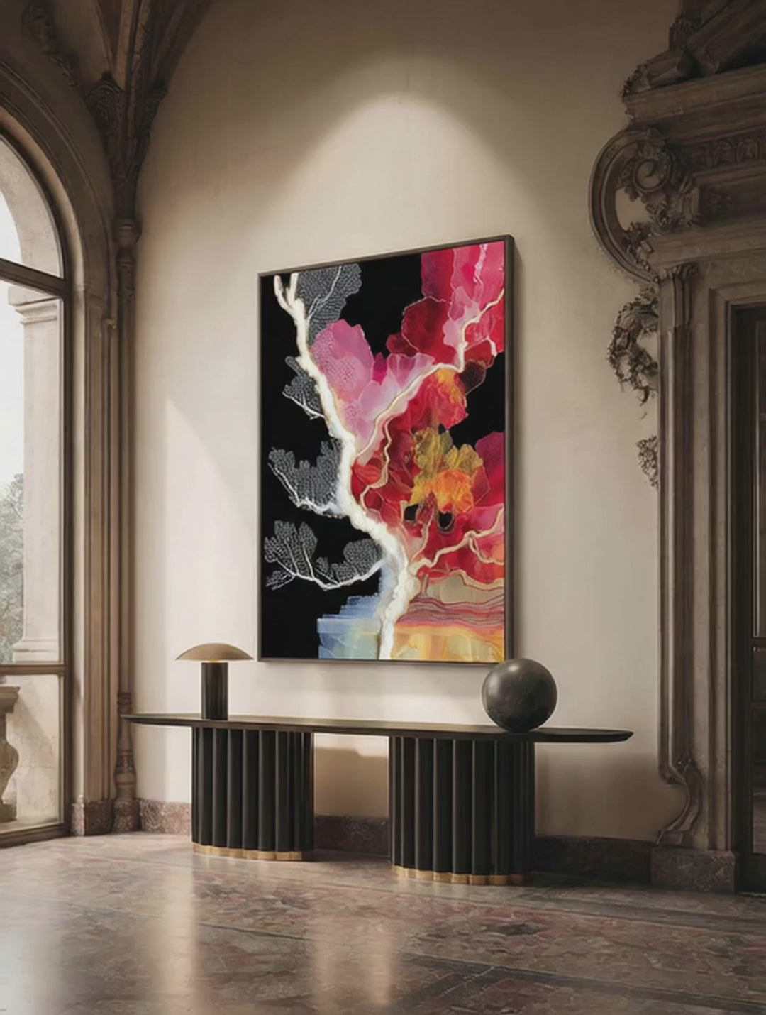 Coral and Crimson – Surreal Organic Abstract Wall Art 444