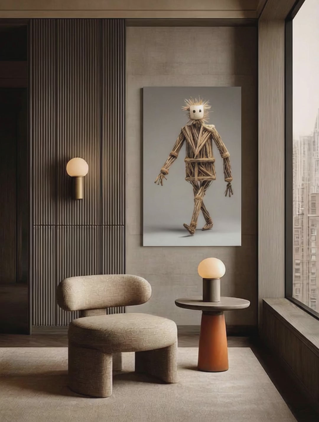 Straw Man – Surreal Wabi Sabi Natural Figure Wall Art 416