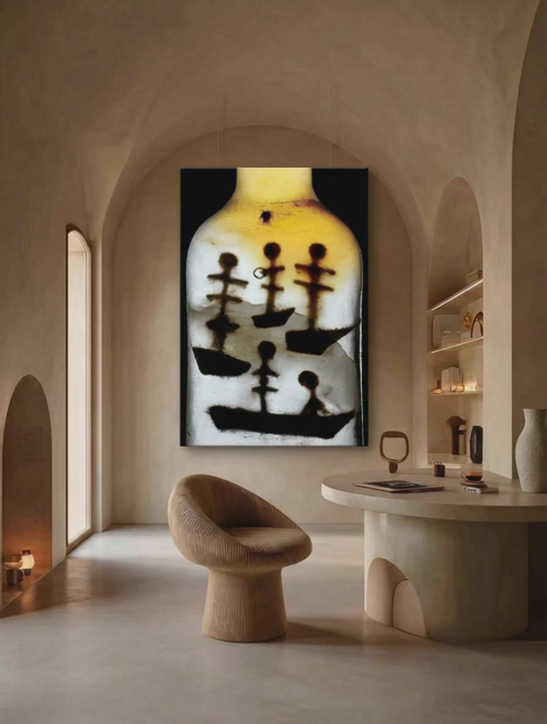 Ships in Glass – Surreal Pirate Bottle Narrative Wall Art 453