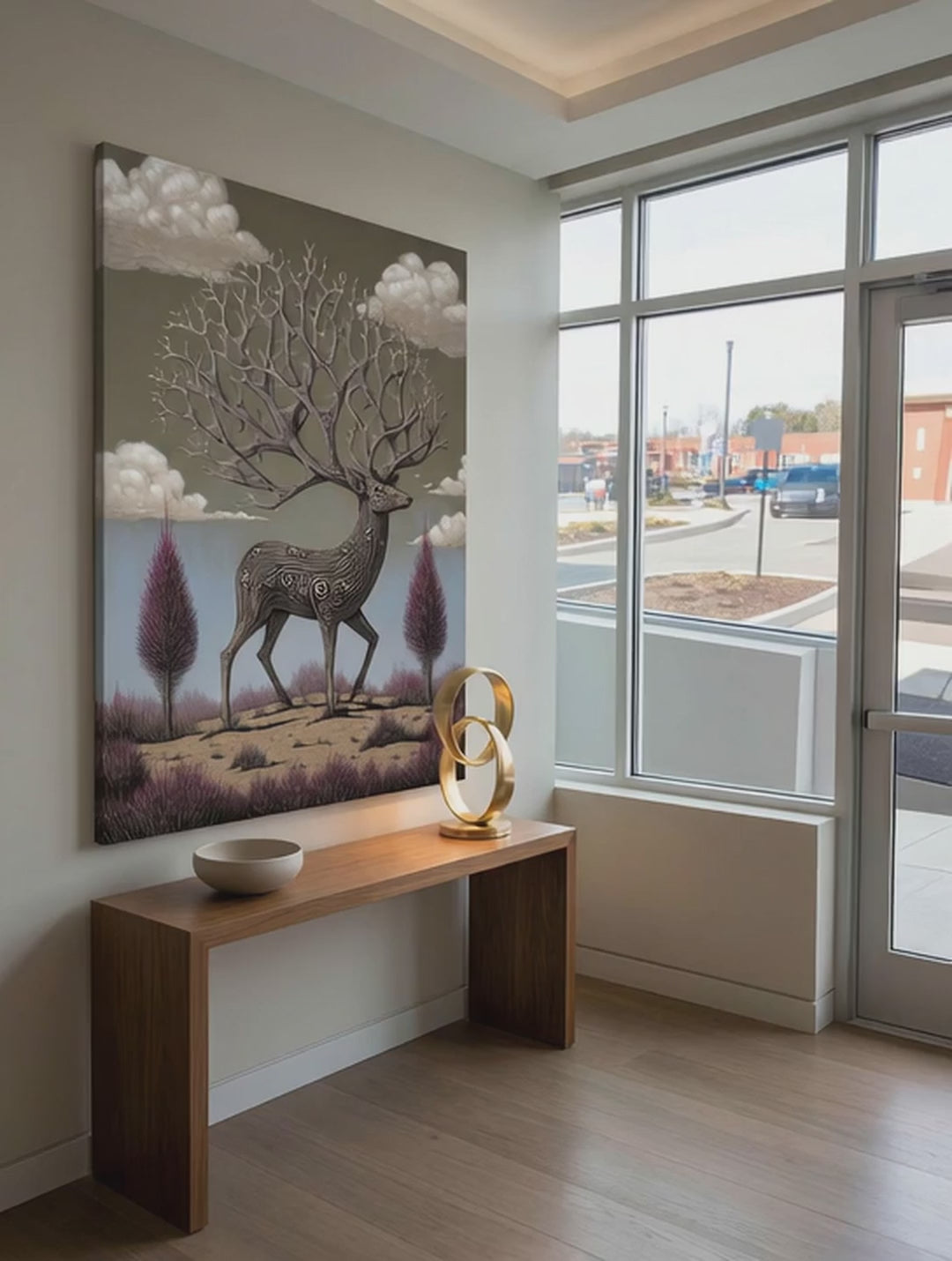 The Ancient Guardian – Surreal Geometric Stag Wall Art 484