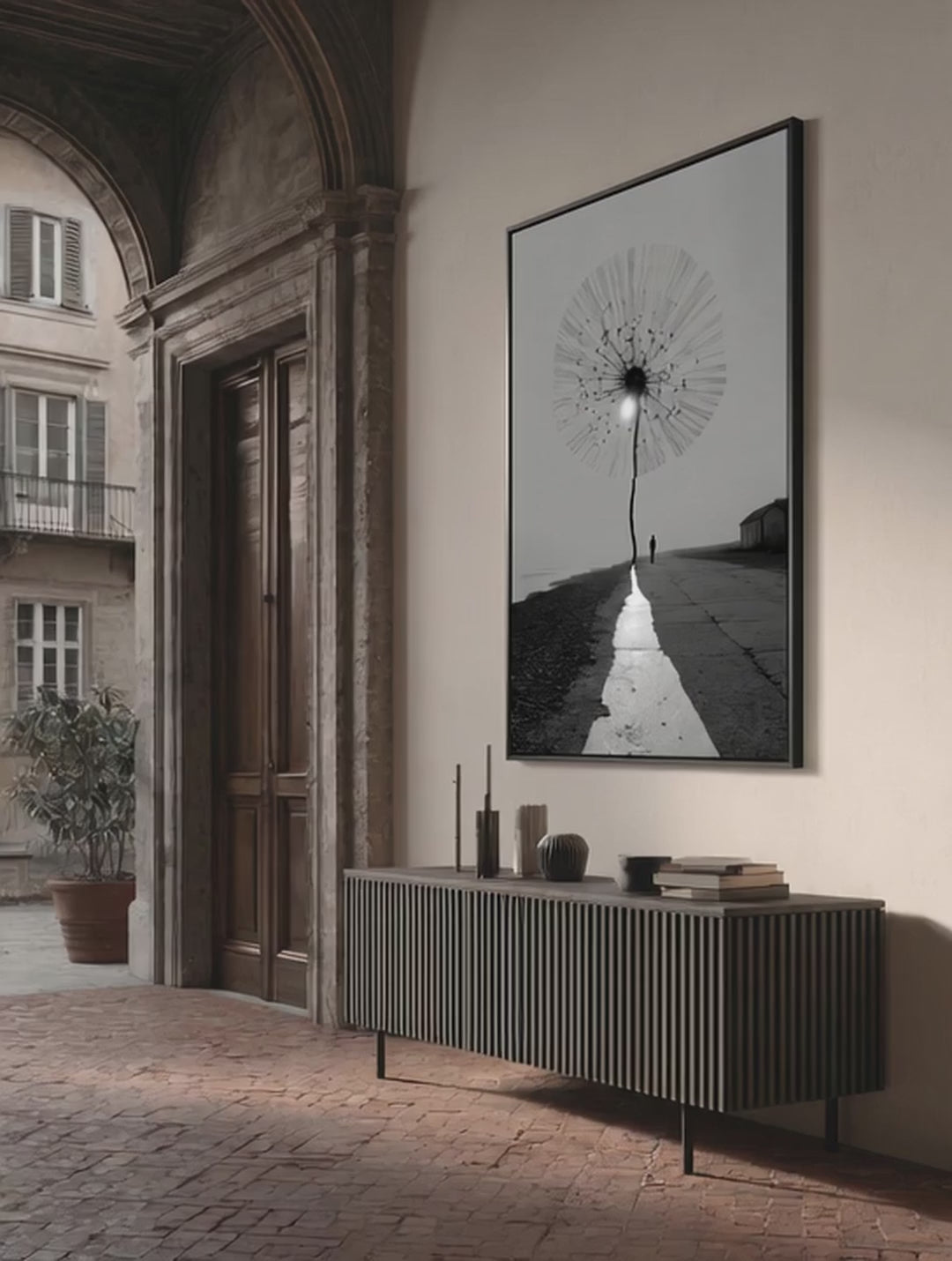 Solitary Seed – Surreal Minimalist Coastal Dandelion Wall Art 480