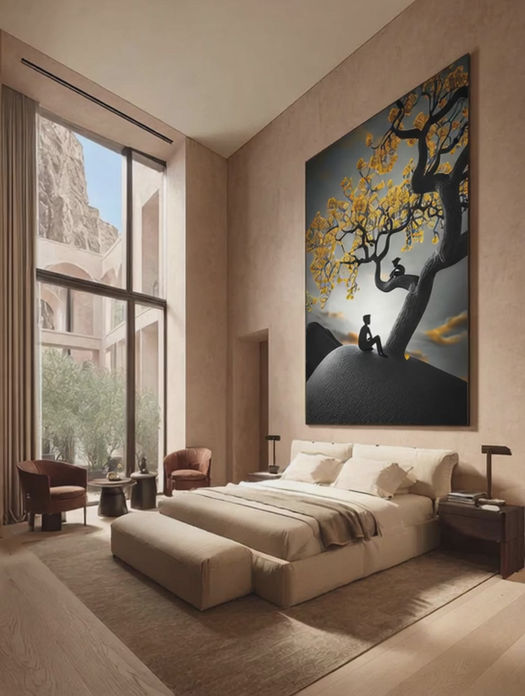 Golden Reflection – Surreal Landscape Tree Wall Art 542