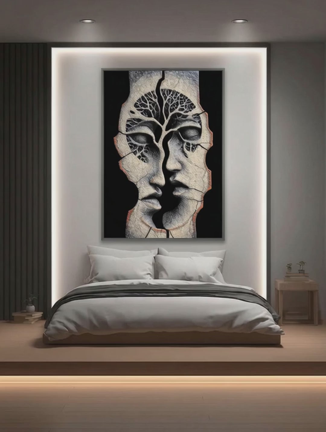 Fractured Self – Surreal Stone Dual Portrait Wall Art 586