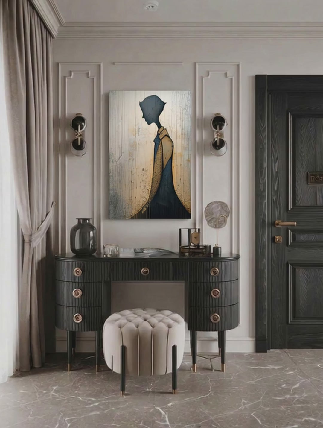 Still Coat – Surreal Urban Textured Silhouette Wall Art 476